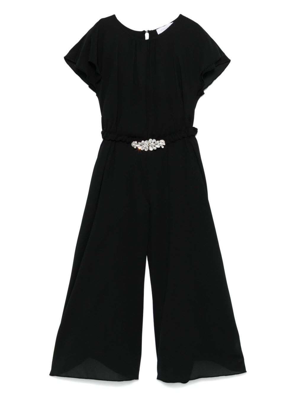 Monnalisa Tuta Cocktail Rasetto Opa Rasetto Opaco Silkhand In Black