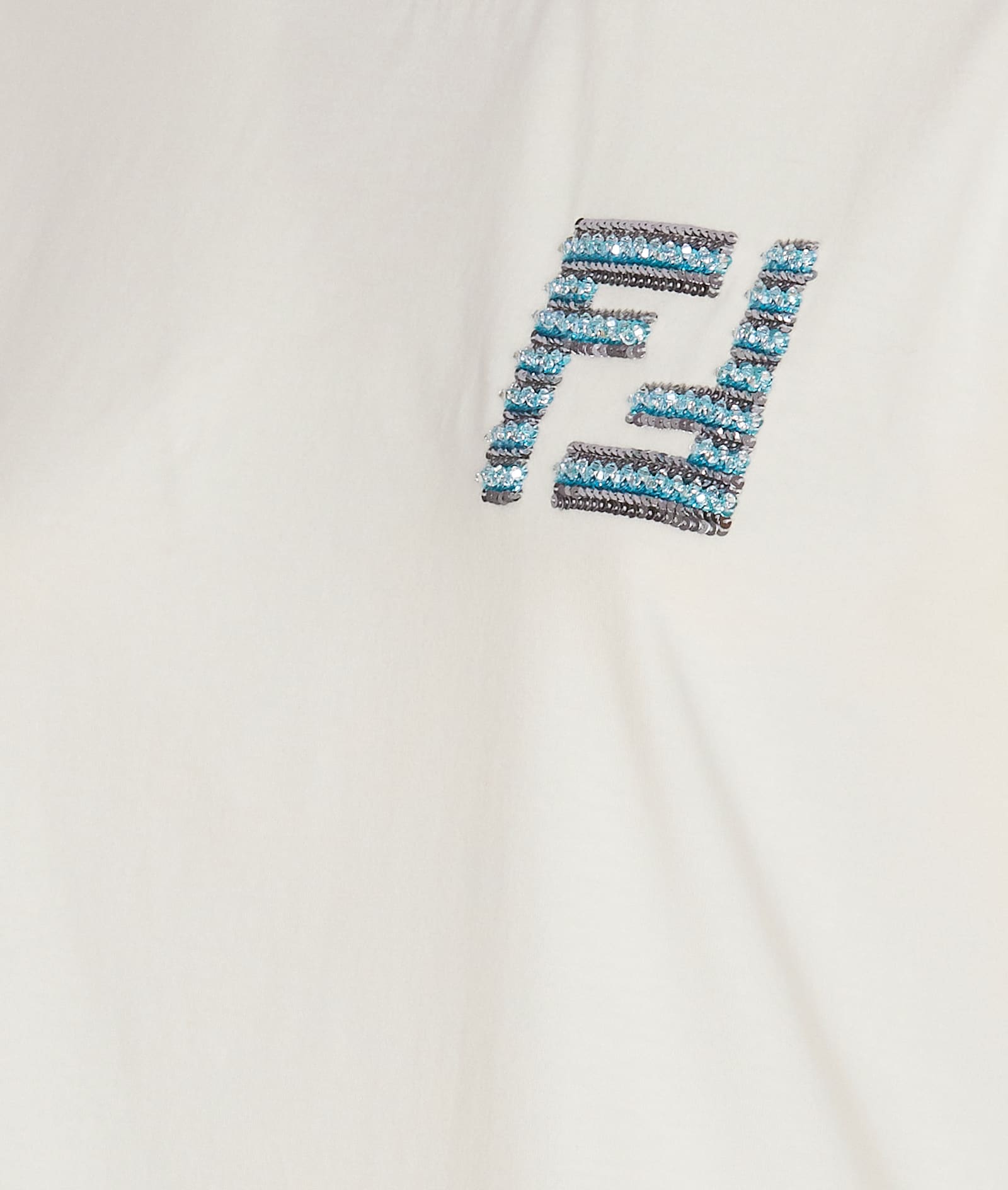 Shop Fendi Logo Embroidered Crewneck T-shirt In White