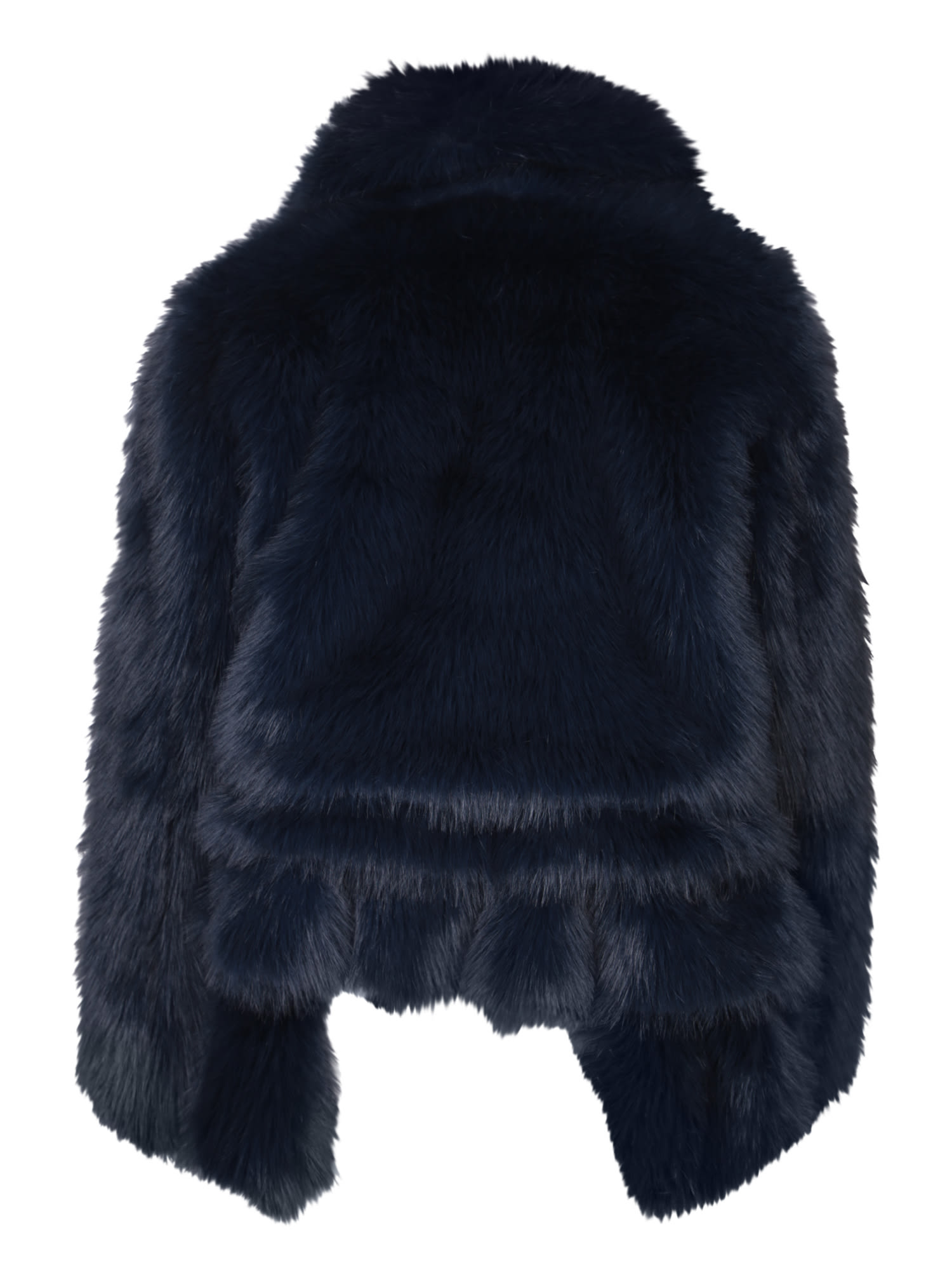 Shop Sacai Blue Faux Fur Coat