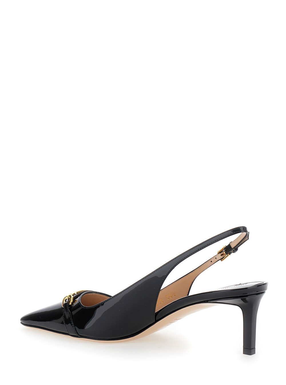 Shop Tom Ford Black Slingback Pumps With T Logo Detail In Patent Leather Woman