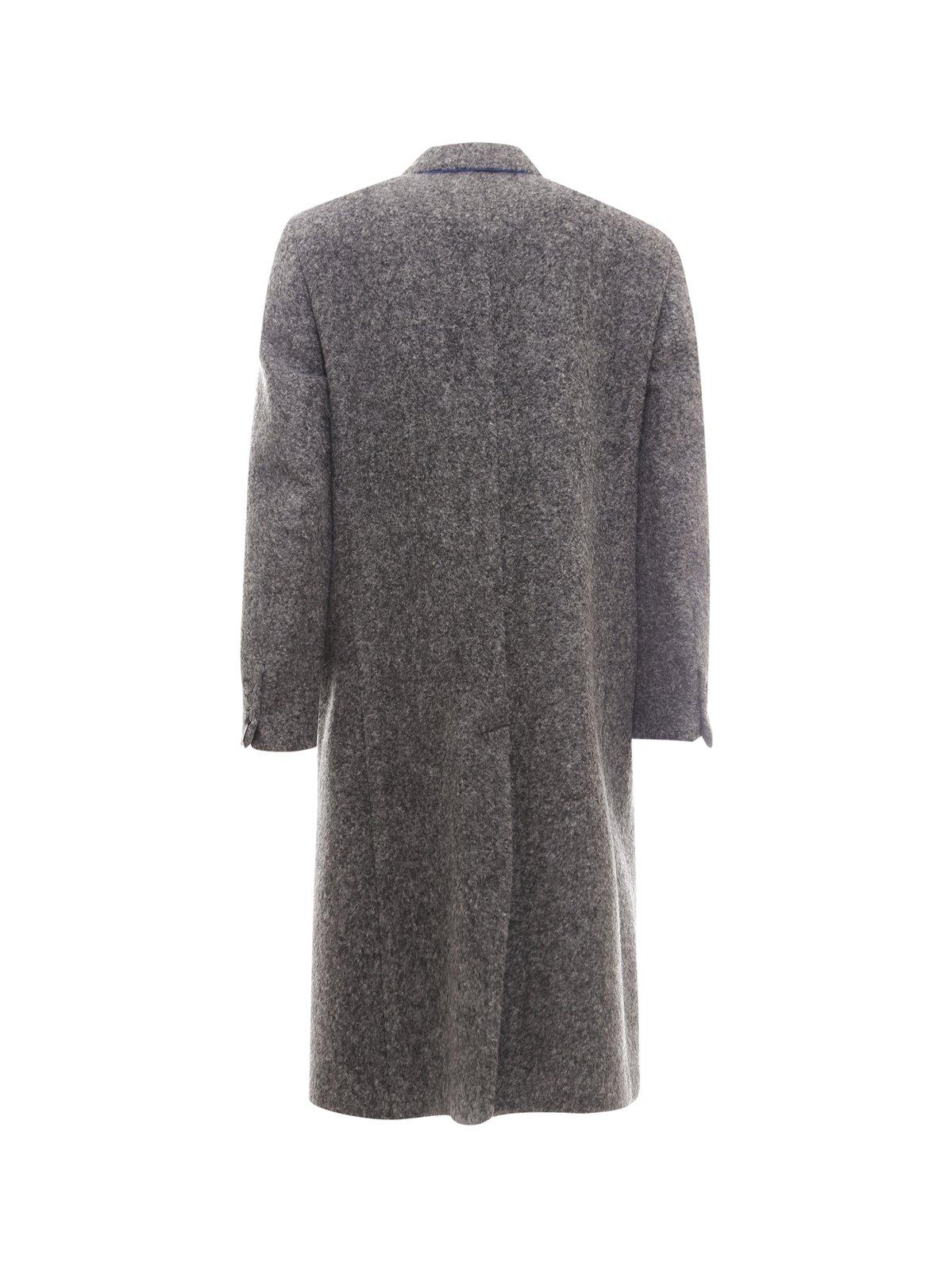 Shop Fendi Padded Doublebreasted Coat In Grey