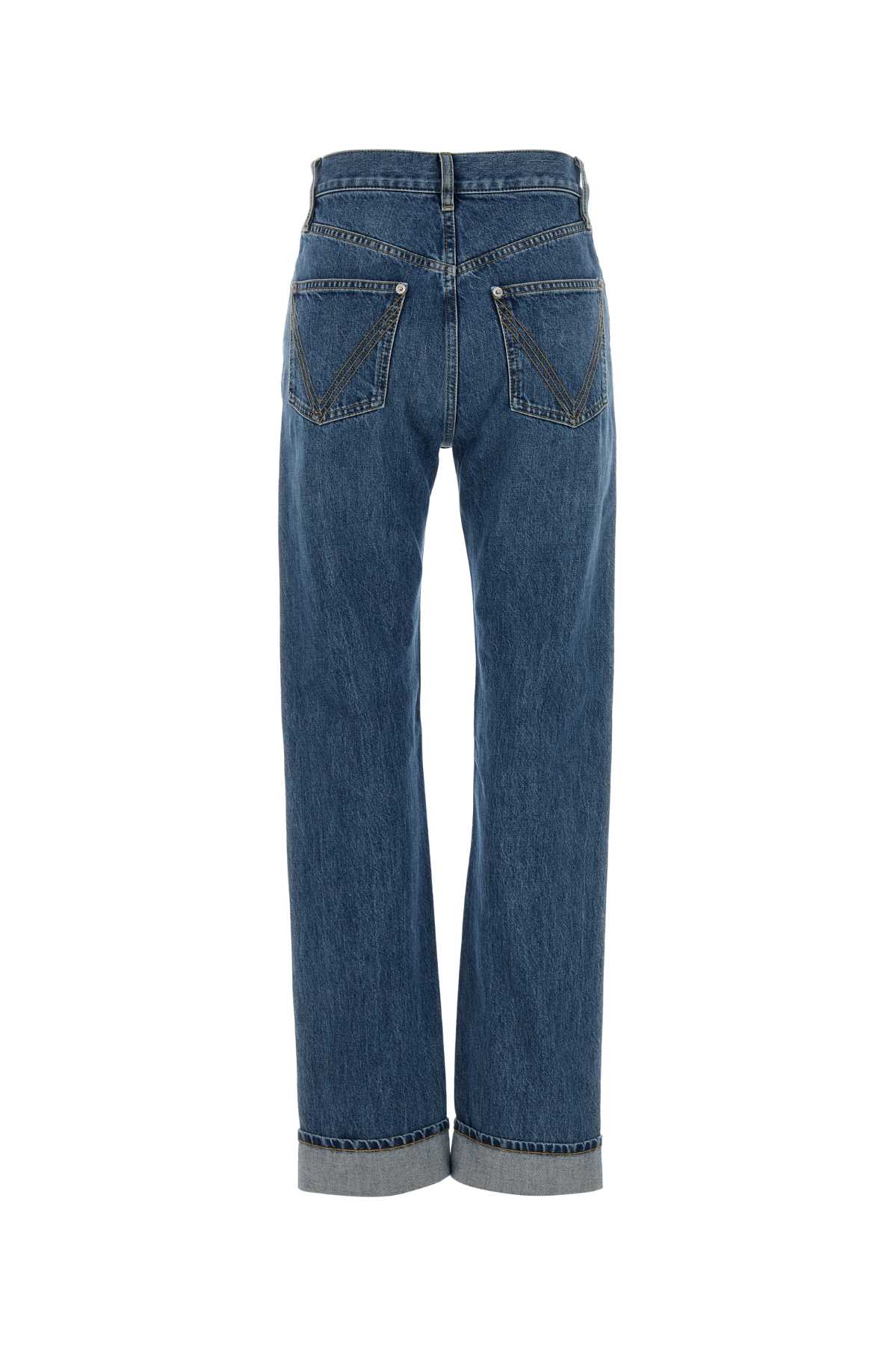 Bottega Veneta Five-pocket Denim Trousers Featuring Rolled Cuffs In Blue