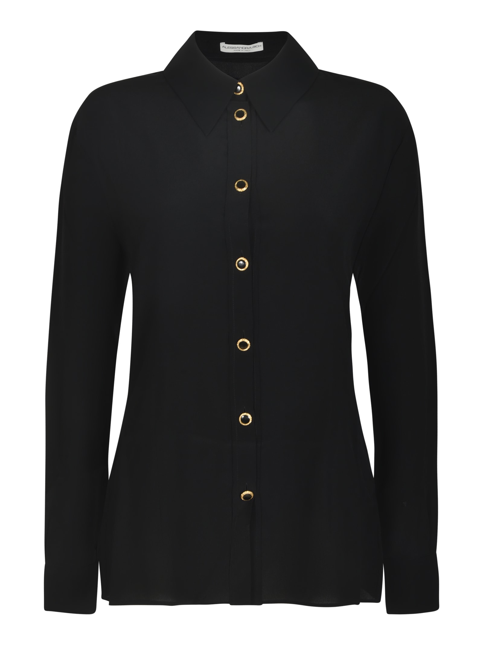 Shop Alessandra Rich Jwl Buttons Blouse In Black