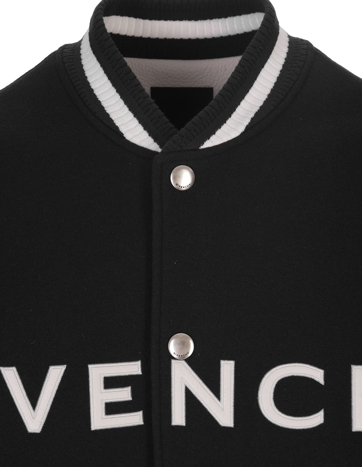 Shop Givenchy Black And White  Bomber Jacket In Wool And Leather