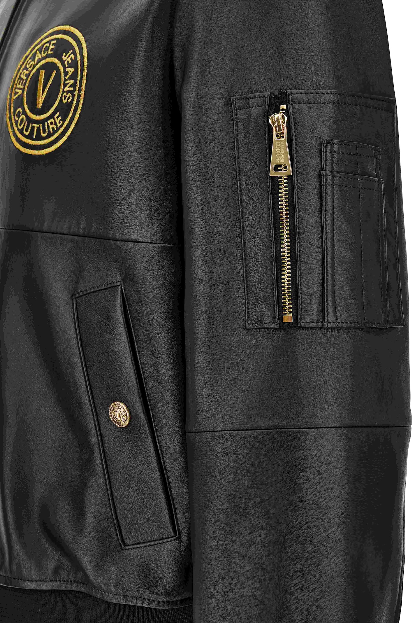 Shop Versace Jeans Couture Leather Jacket In Black