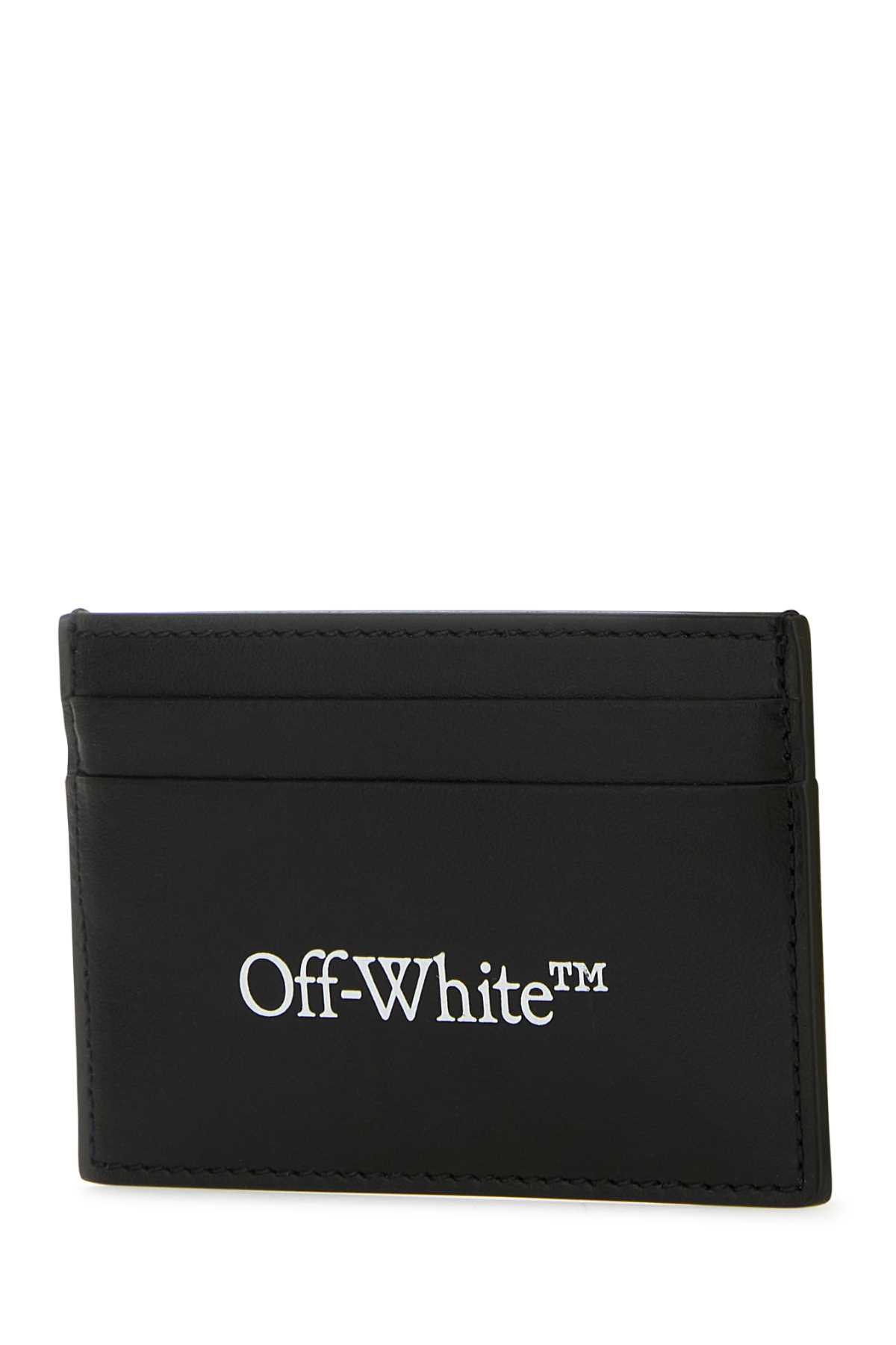 OFF-WHITE BLACK LEATHER CARD HOLDER