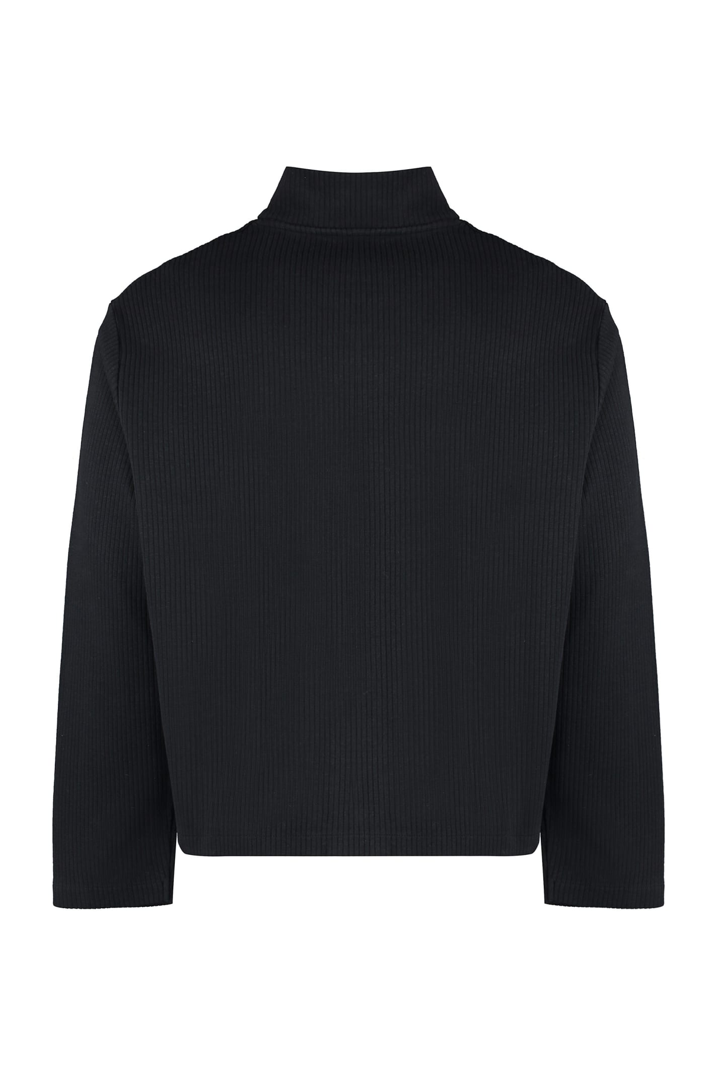 Shop Our Legacy Shrunken Full-zip Cotton Sweater In Black