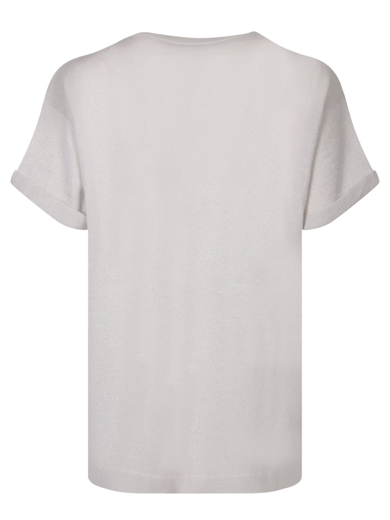 Shop Brunello Cucinelli Silk Lurex Mother-of-pearl T-shirt In White