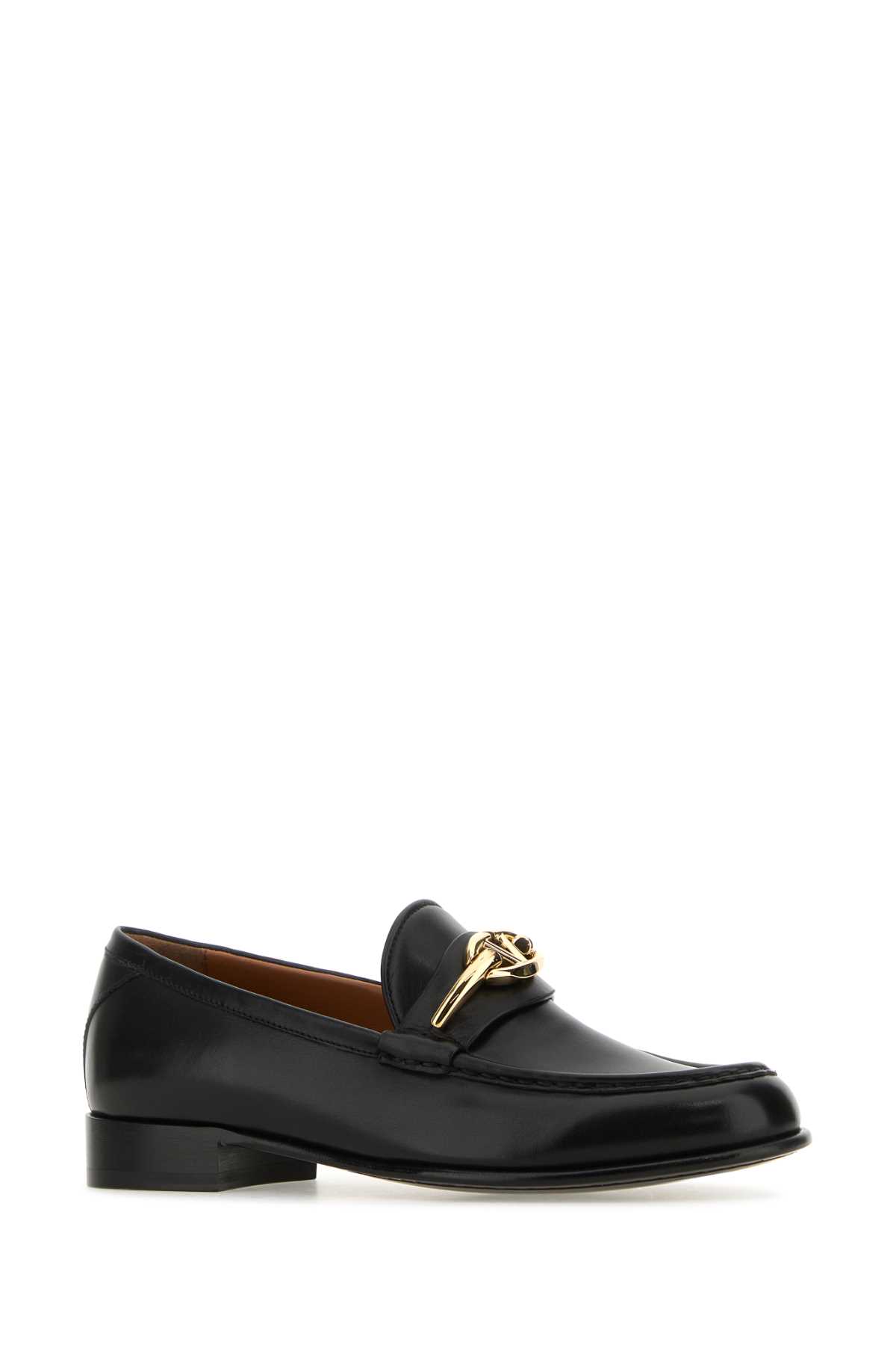 Shop Valentino Black Leather Vlogo The Bold Edition Loafers In Nero