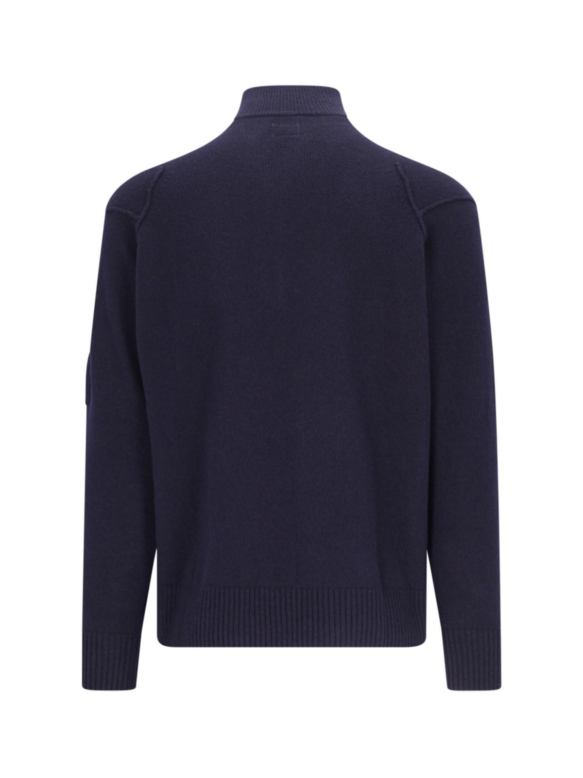 Shop C.p. Company Zip Turtleneck Sweater In Blu