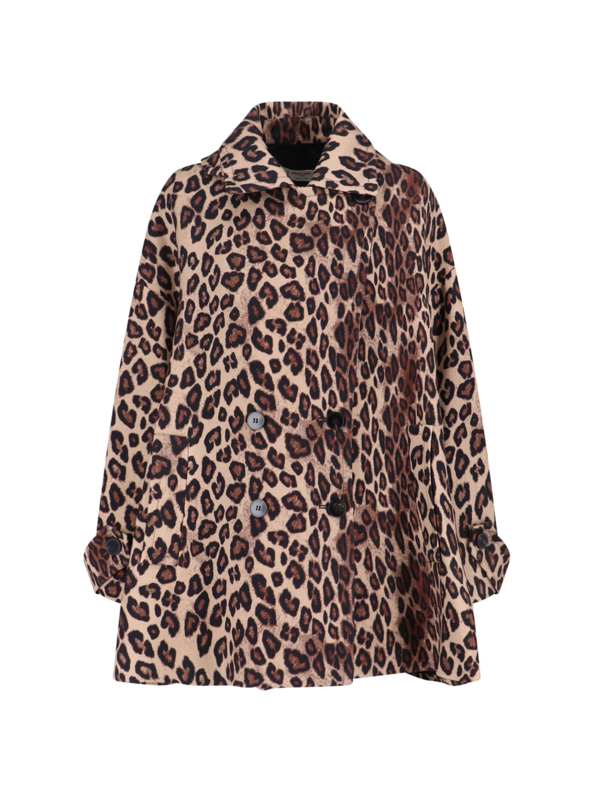 Alberto Biani Animal Print Double Breasted Jacket Wide Collar In Animal Print