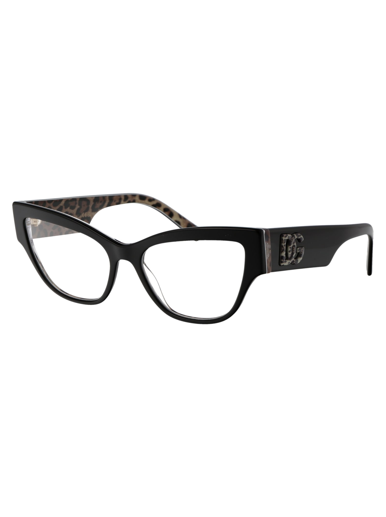 Shop Dolce &amp; Gabbana Eyewear 0dg3378 Glasses In 3299 Black On Leo Brown