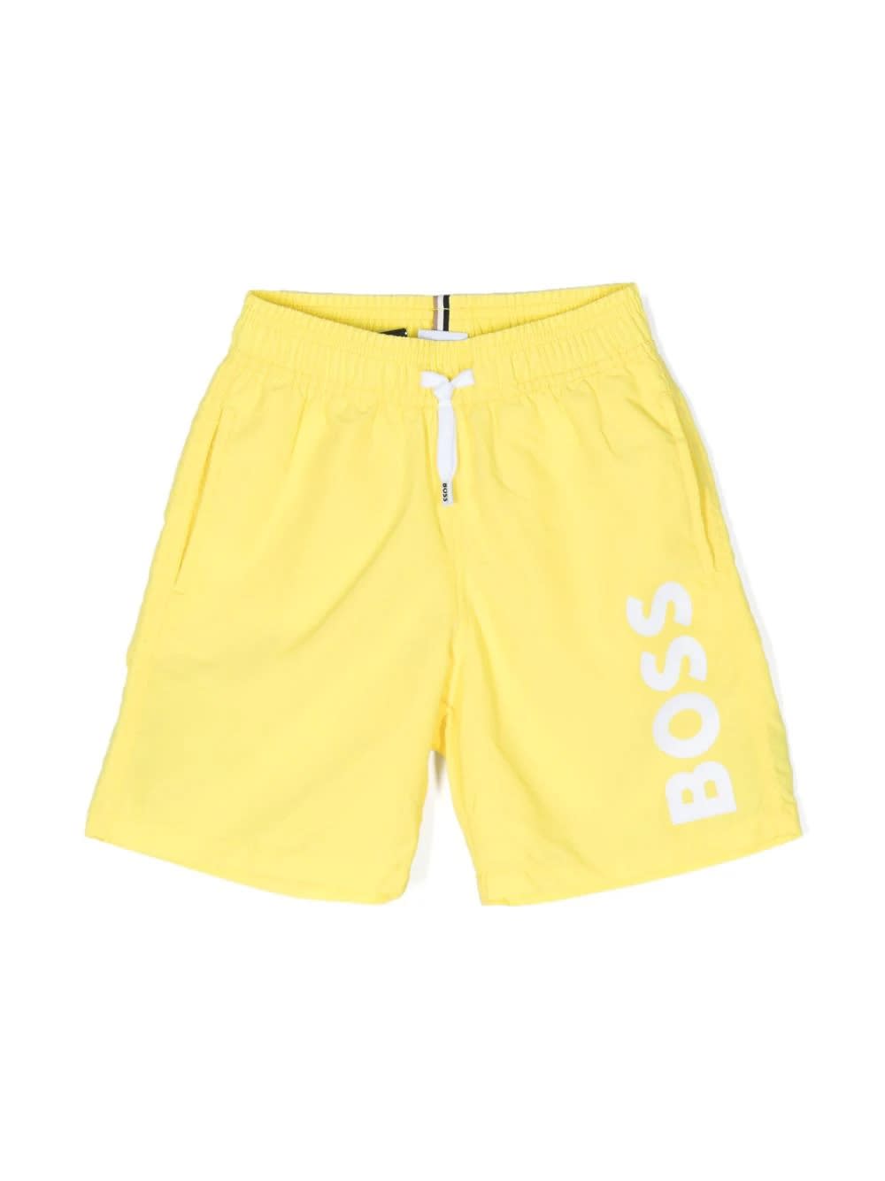 Hugo Boss Kids' Printed Swimsuit In Yellow