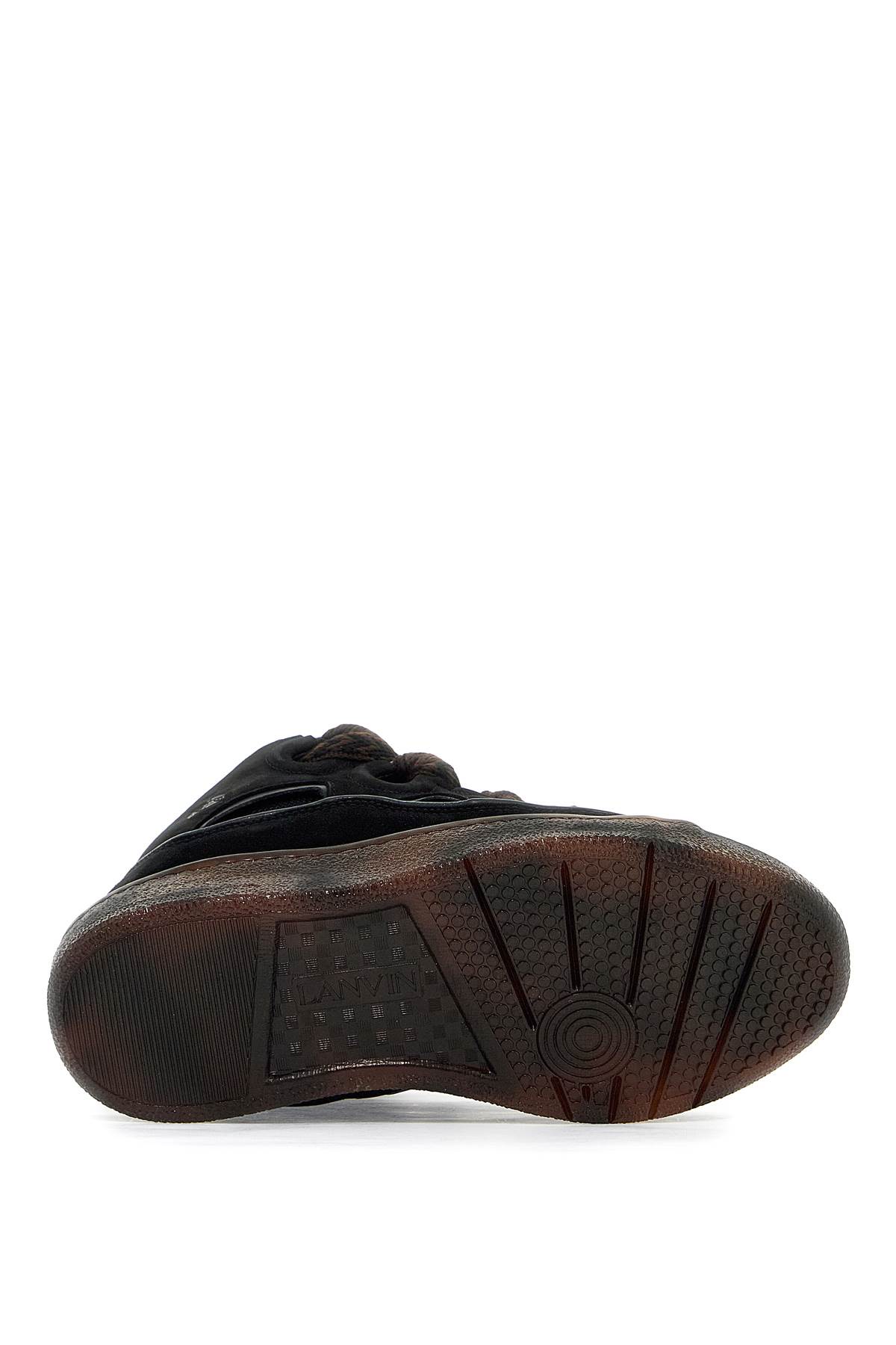 Shop Lanvin Curb Sneakers In Marron Foncé/marron (black)