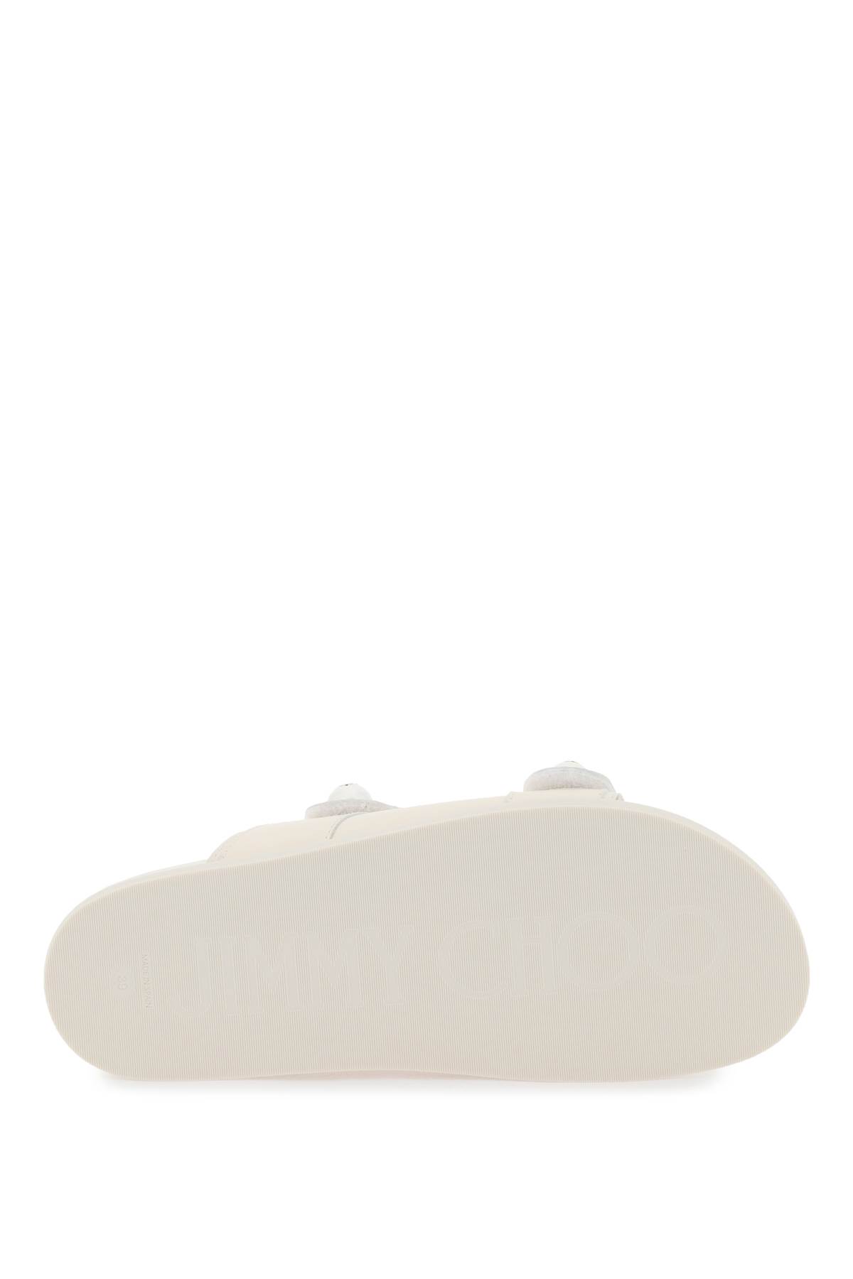 Jimmy Choo Fayence Faux Pearl-embellished Leather Slides In White