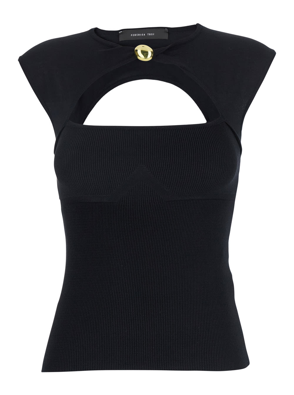 Black Top With Jewel Detail On The Front In Viscose Blend Woman