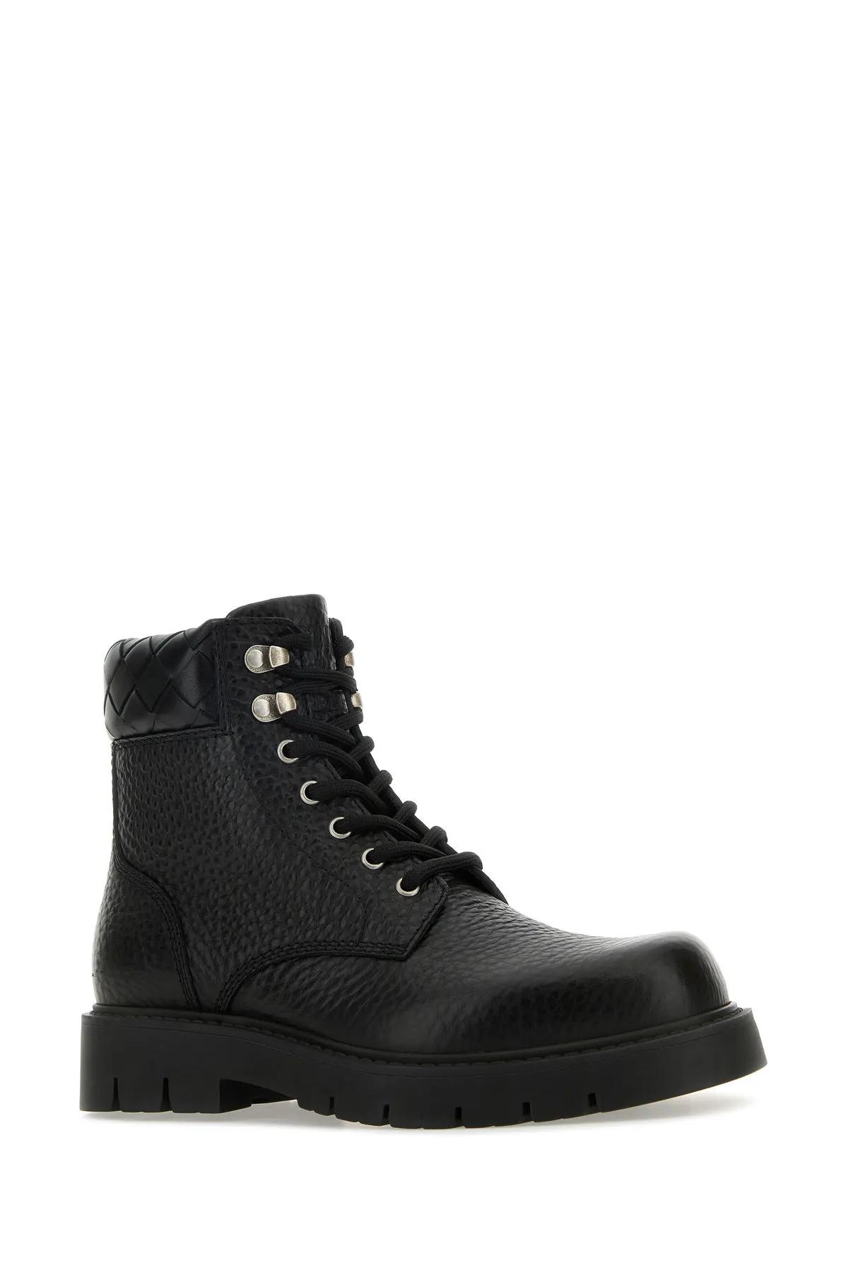 Shop Bottega Veneta Black Leather Haddock Ankle Boots In Nero