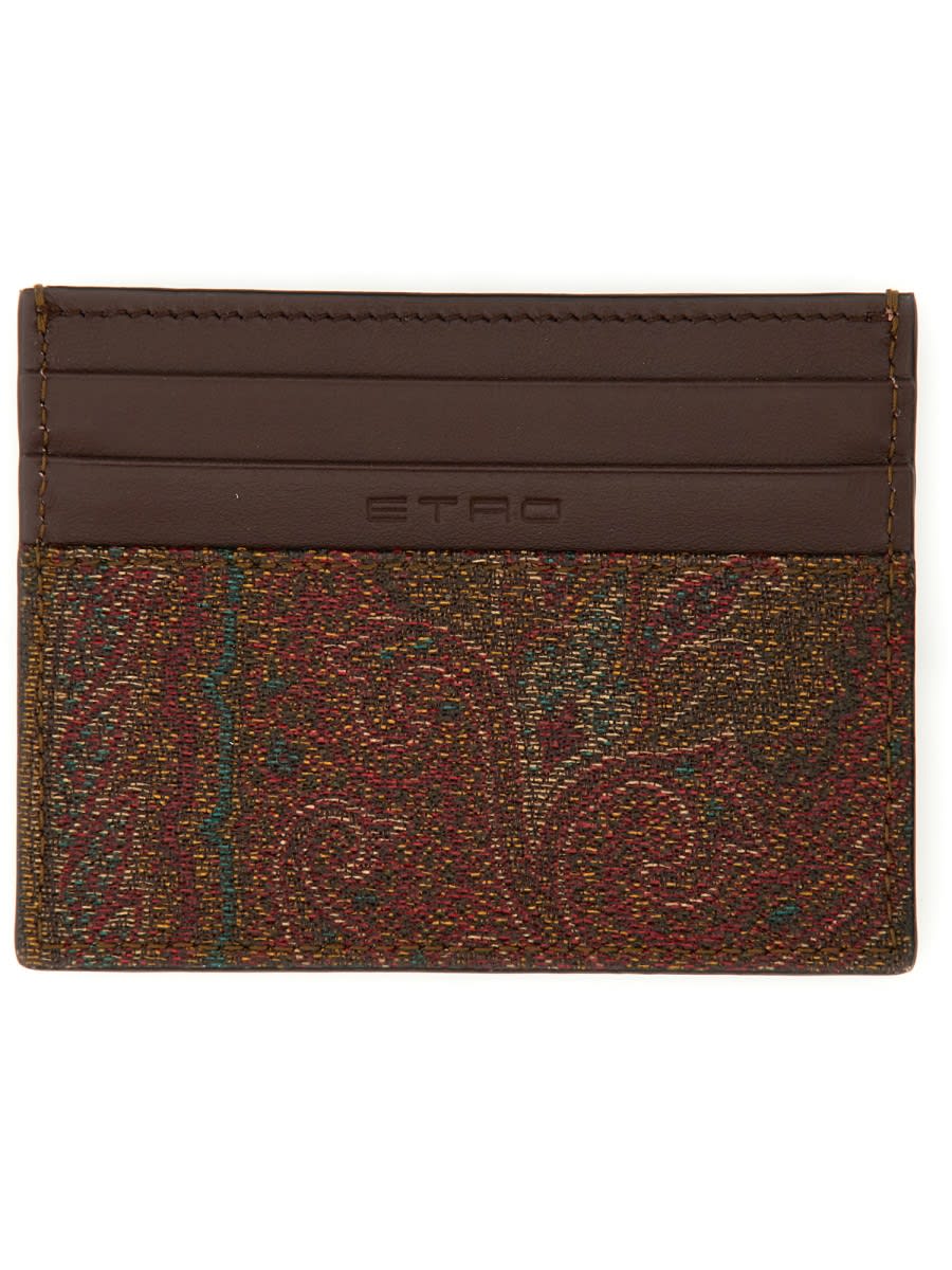 Shop Etro Paisley Print Card Holder In Multicolour