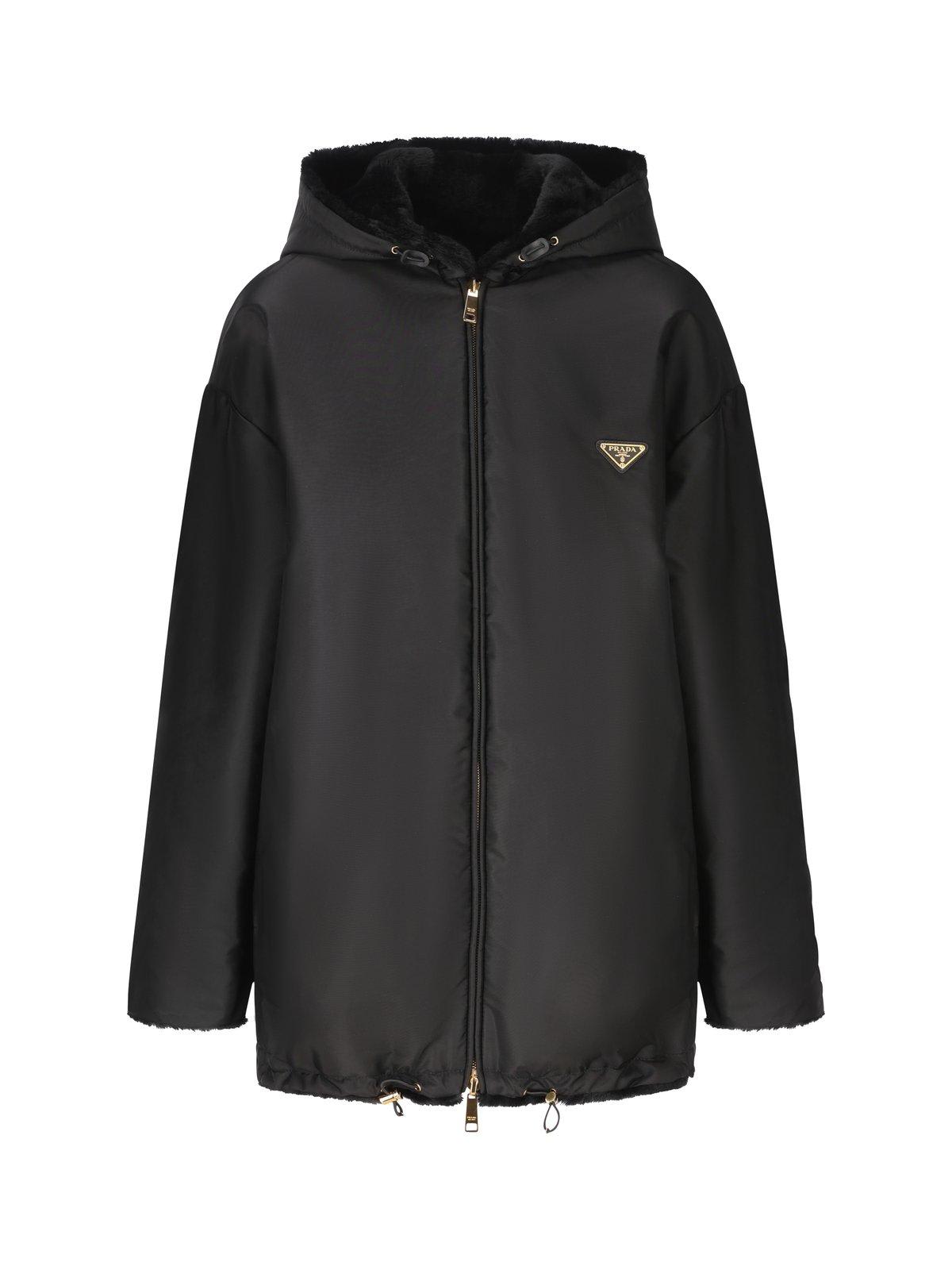 Shop Prada Zip-up Reversible Jacket In Nero