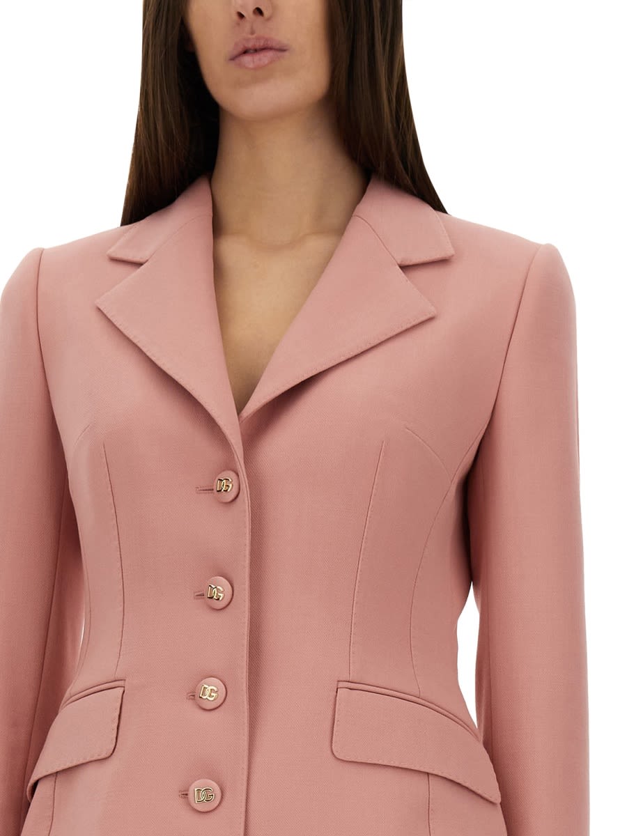Dolce & Gabbana Tailored Single-breasted Jacket Flap Pockets In Pink