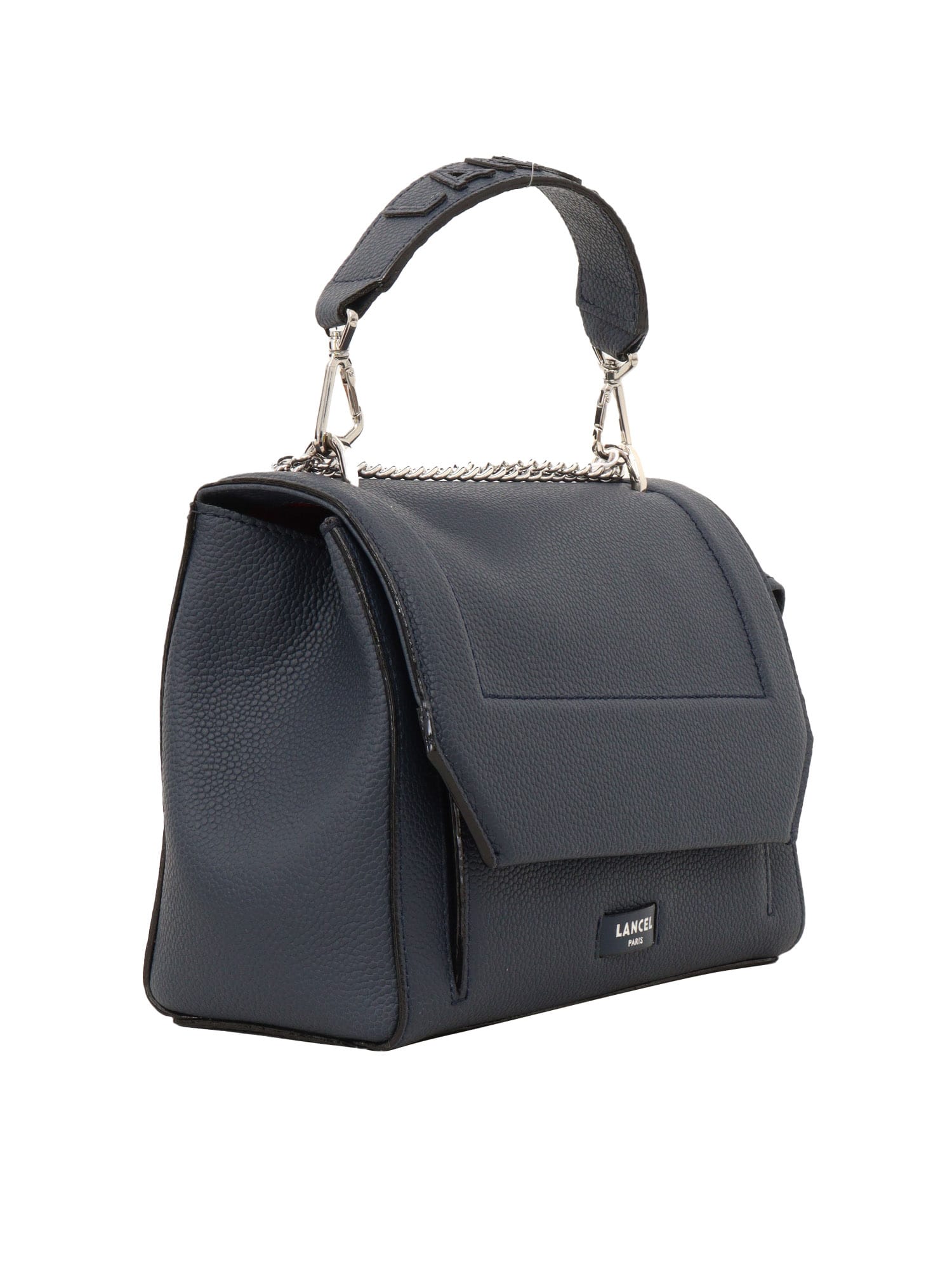 Lancel Sac Rabat M Textured Calfskin Medium Handbag In Blue