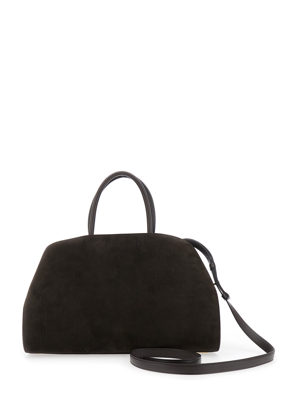 Ferragamo Double Handle Shoulder Bag In Brown