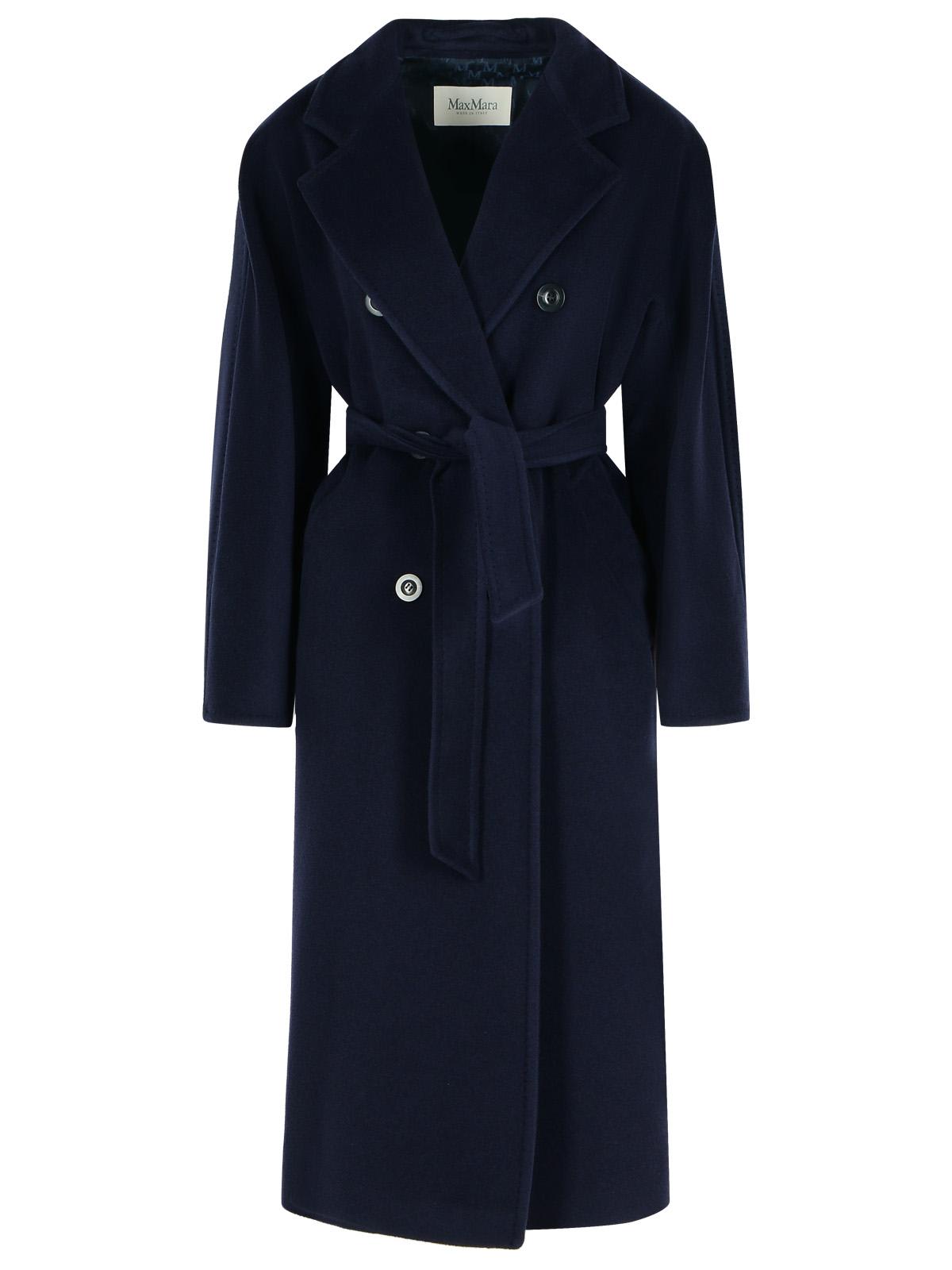 Max Mara Madame Virgin Wool And Blue Cashmere Coat In Blue