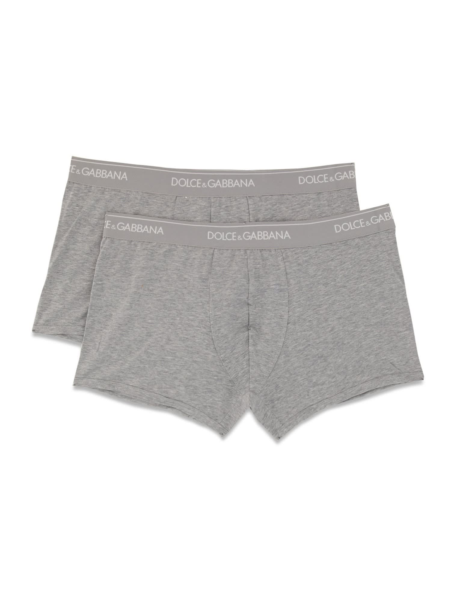 Dolce & Gabbana Pack Of Two Boxers In Gray