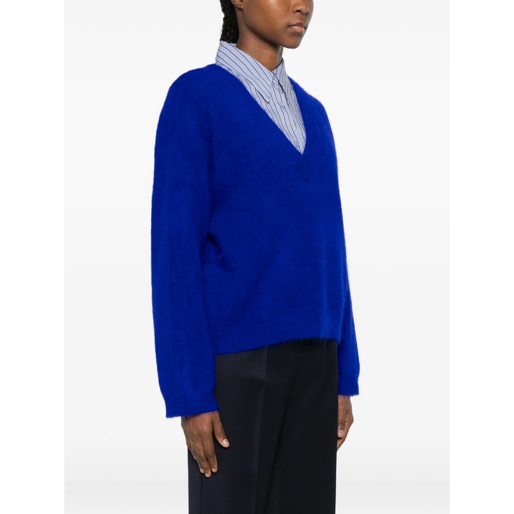 Bellerose Long-sleeved V-neck Sweater In Blue