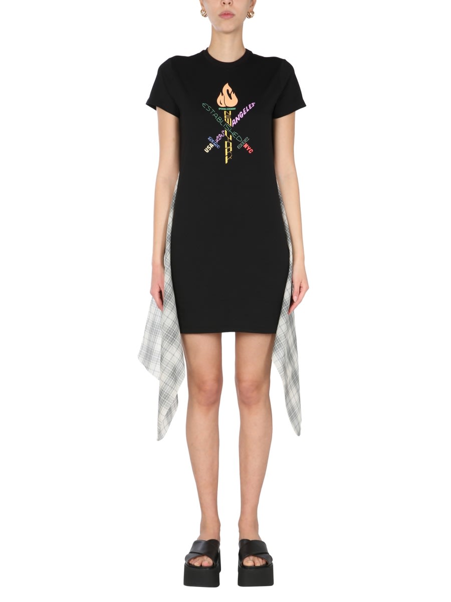 Shop Opening Ceremony Word Torch Hybrid T-shirt Dress In Black