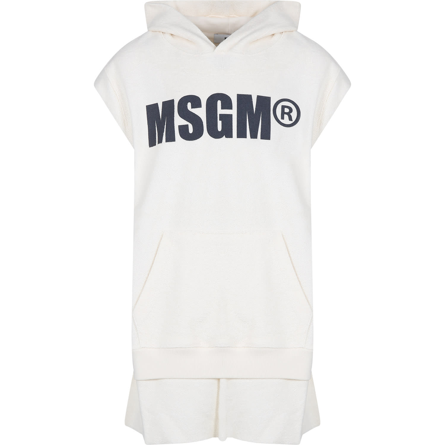 Shop Msgm Ivory Dress For Girl With Logo