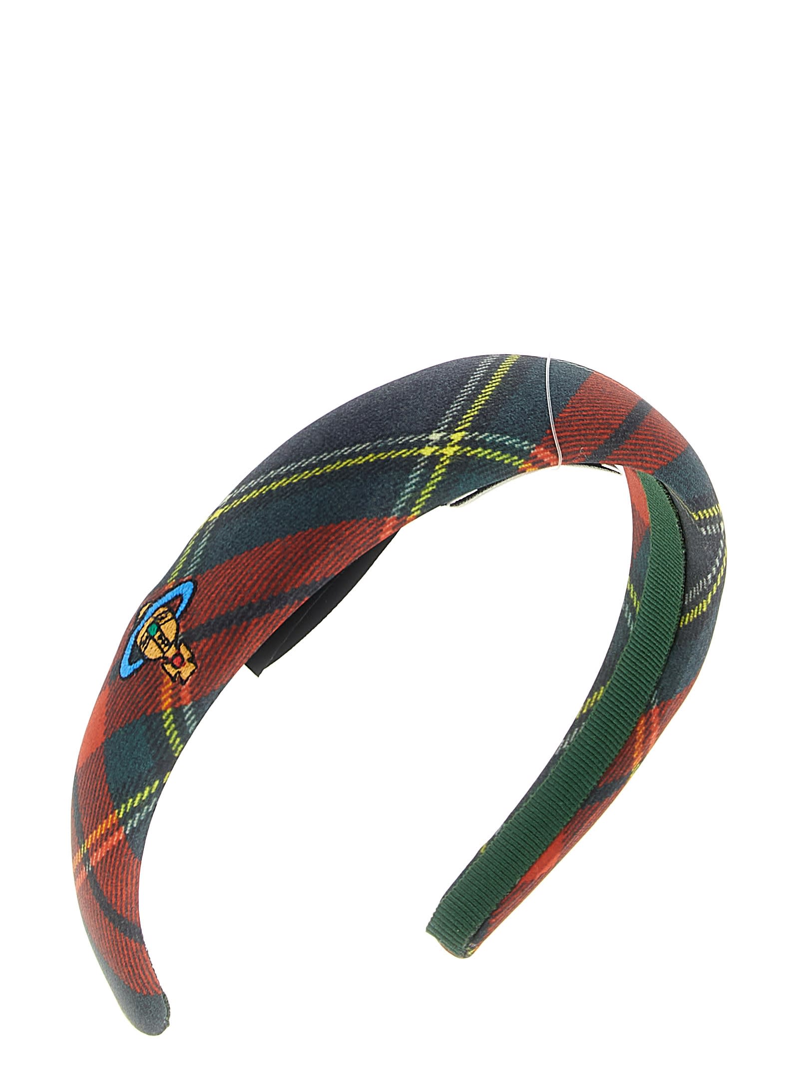 Vivienne Westwood Slim Headband Rtw Tartan Printed Scarlet-tartan Os-u Women In Green