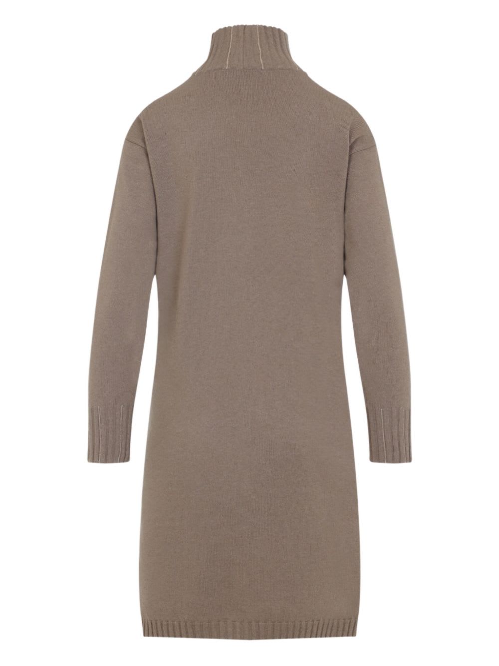 Fabiana Filippi Cortex Brown Virgin Wool Knit Midi Dress In Gray