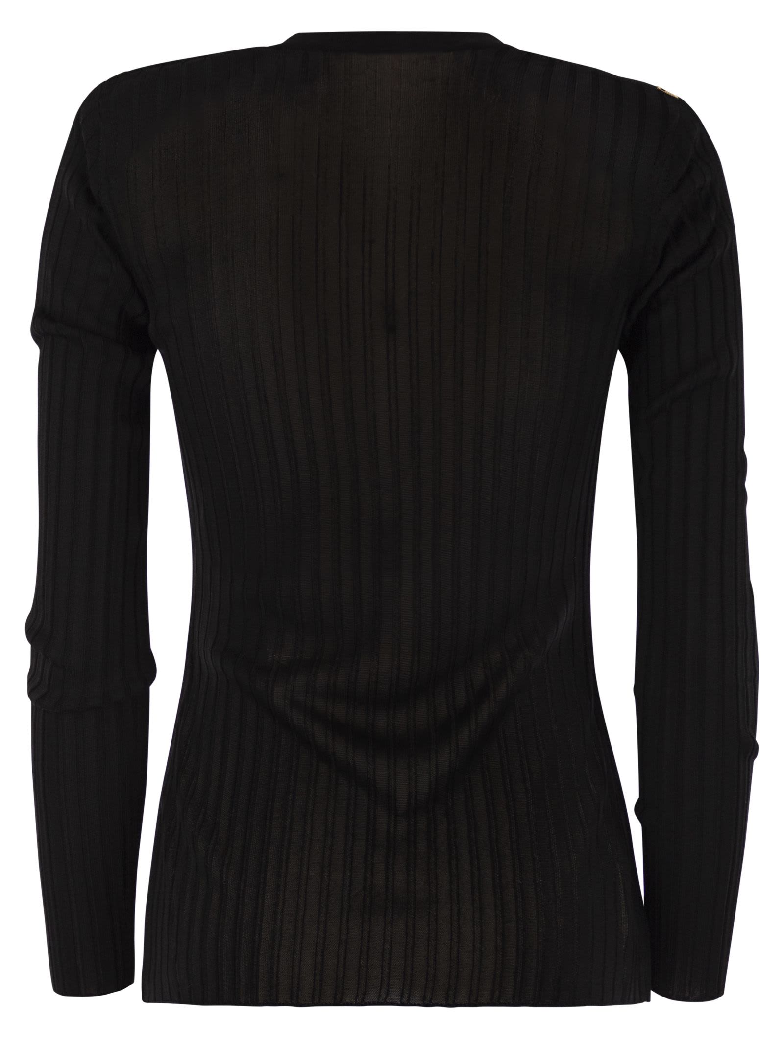 Elisabetta Franchi Black Ribbed Top In Black