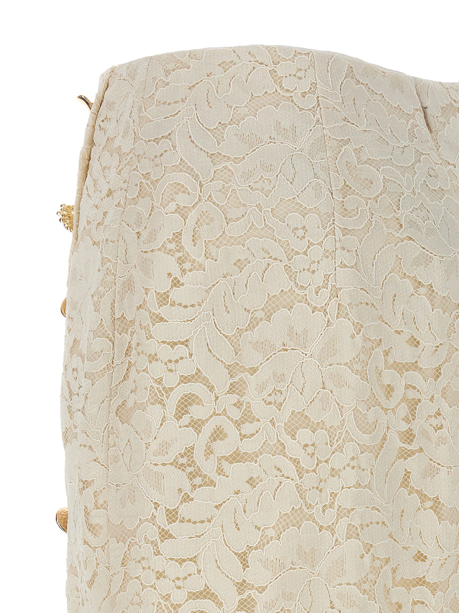 Shop Self-portrait Cream Cord Lace Split Midi Skirt In White
