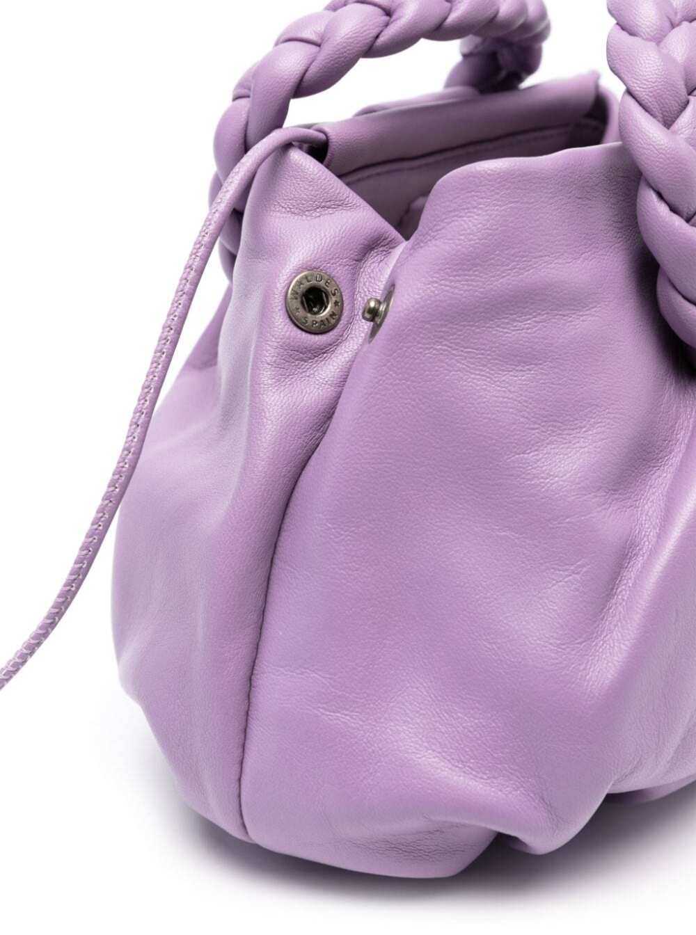 Shop Hereu Bombon Purple Handbag With Braided Handles In Shiny Leather Woman In Violet