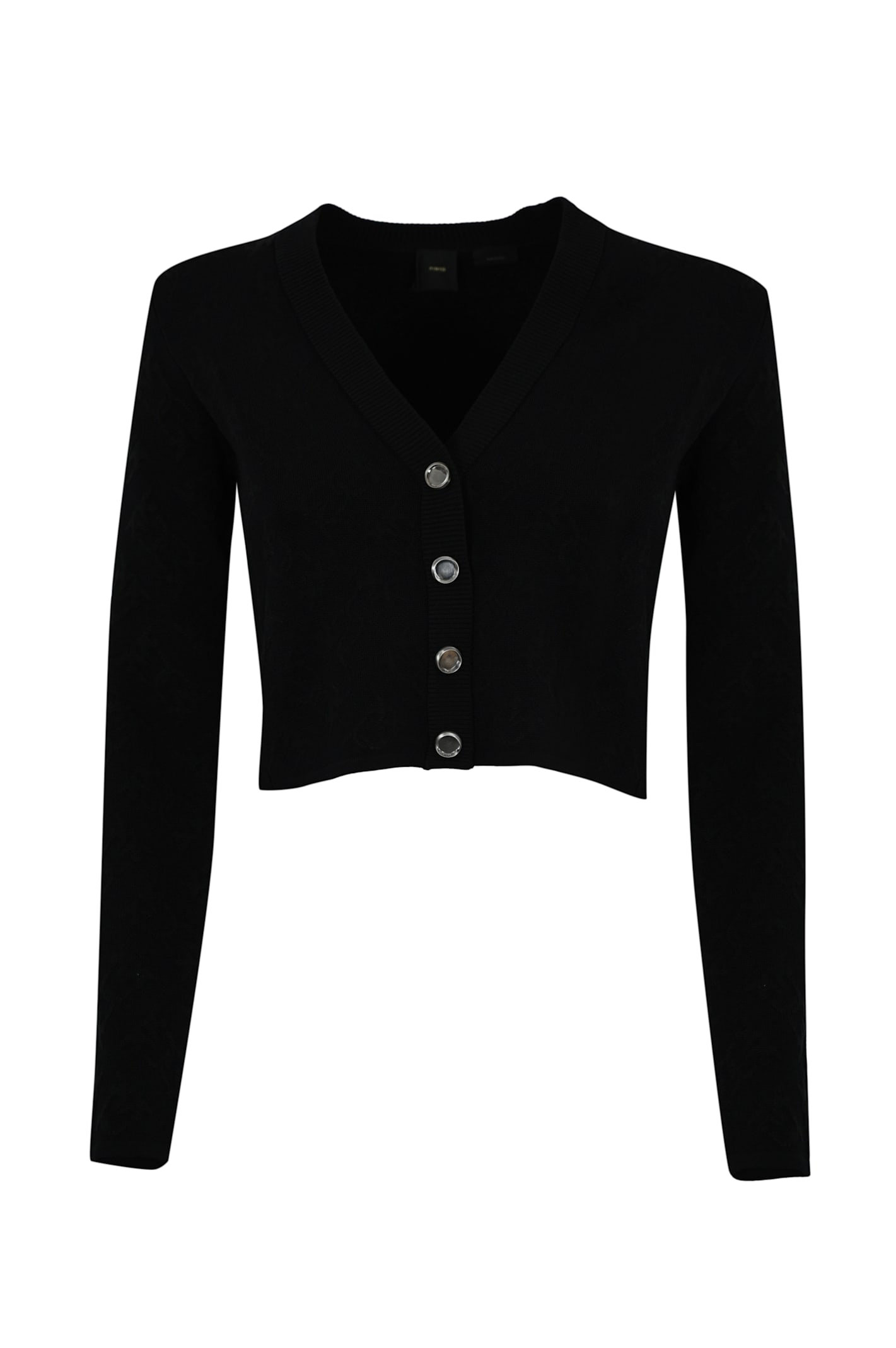 Pinko Cropped Cardigan With Monogram In Black