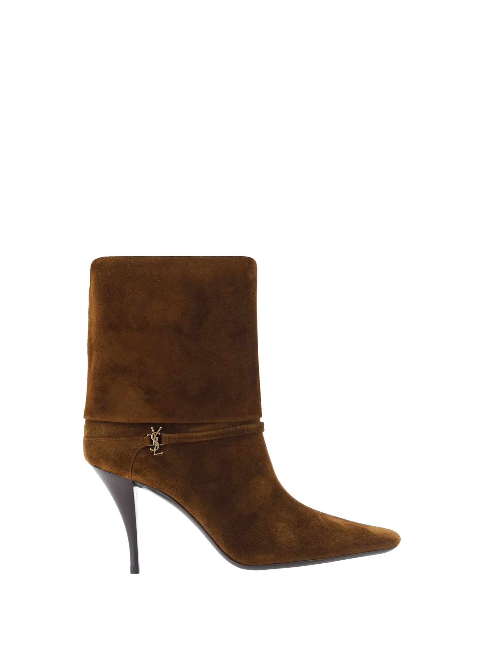 Shop Saint Laurent Vicky Ankle Boots In Land