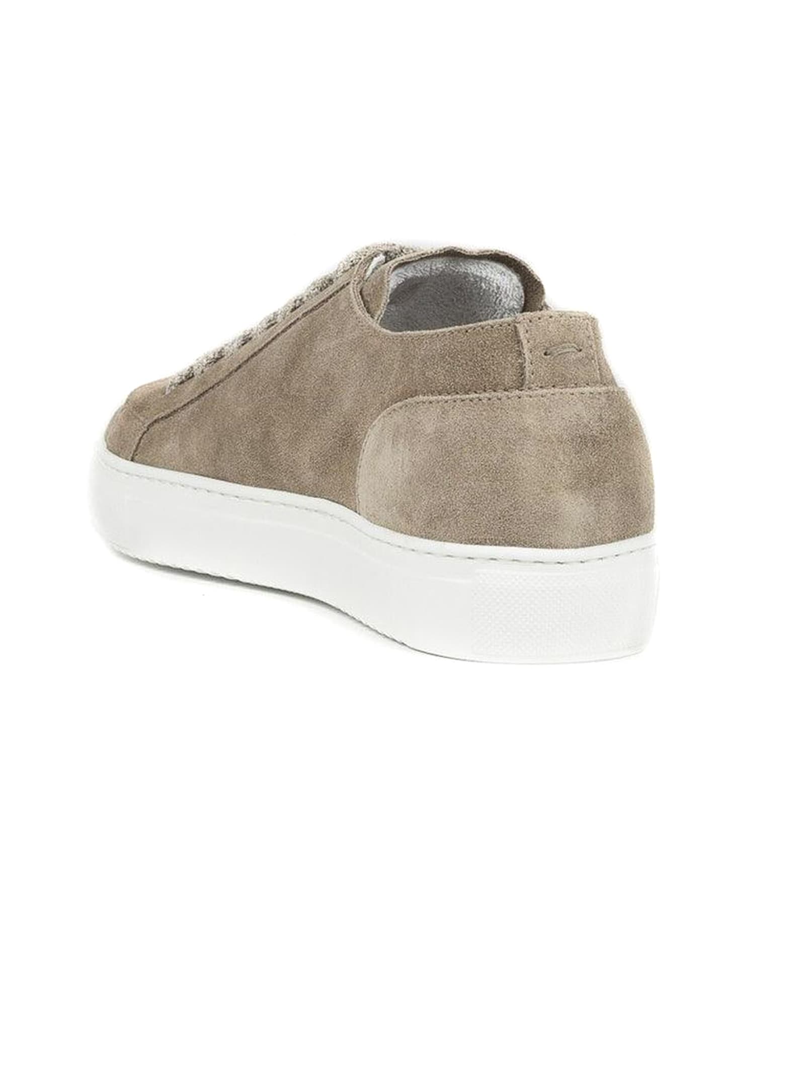 Shop Doucal's Beige Suede Sneakers