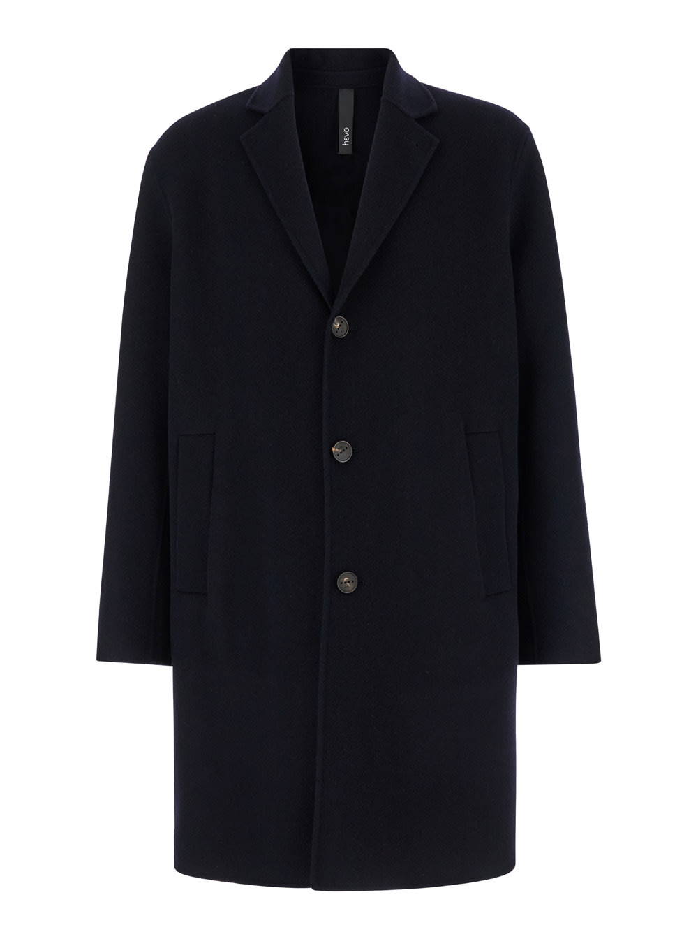 Shop Hevo Black Single-breasted Coat With Notched Revers In Wool Man In Blu