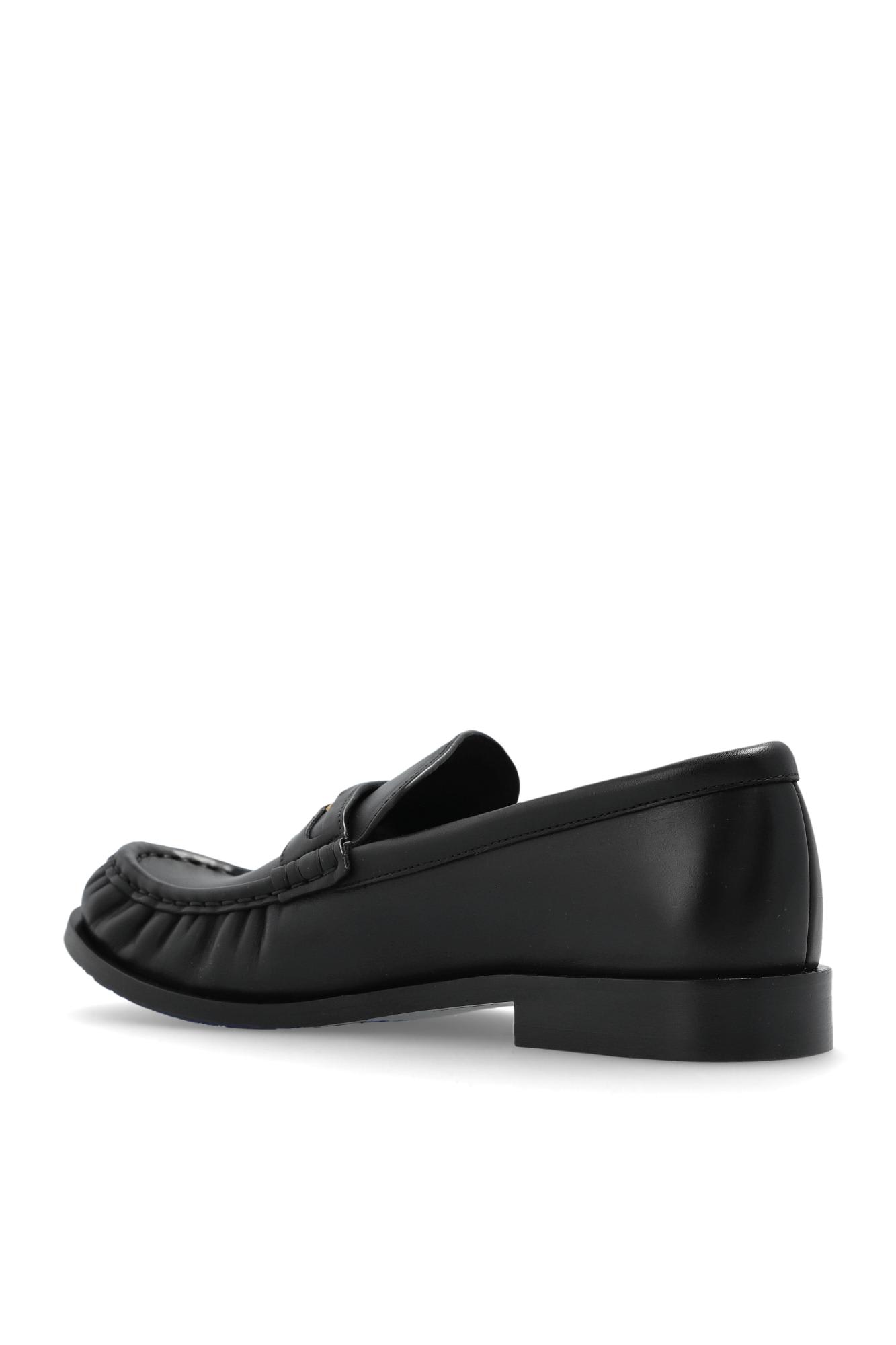Burberry Leather Penny Loafers In Black