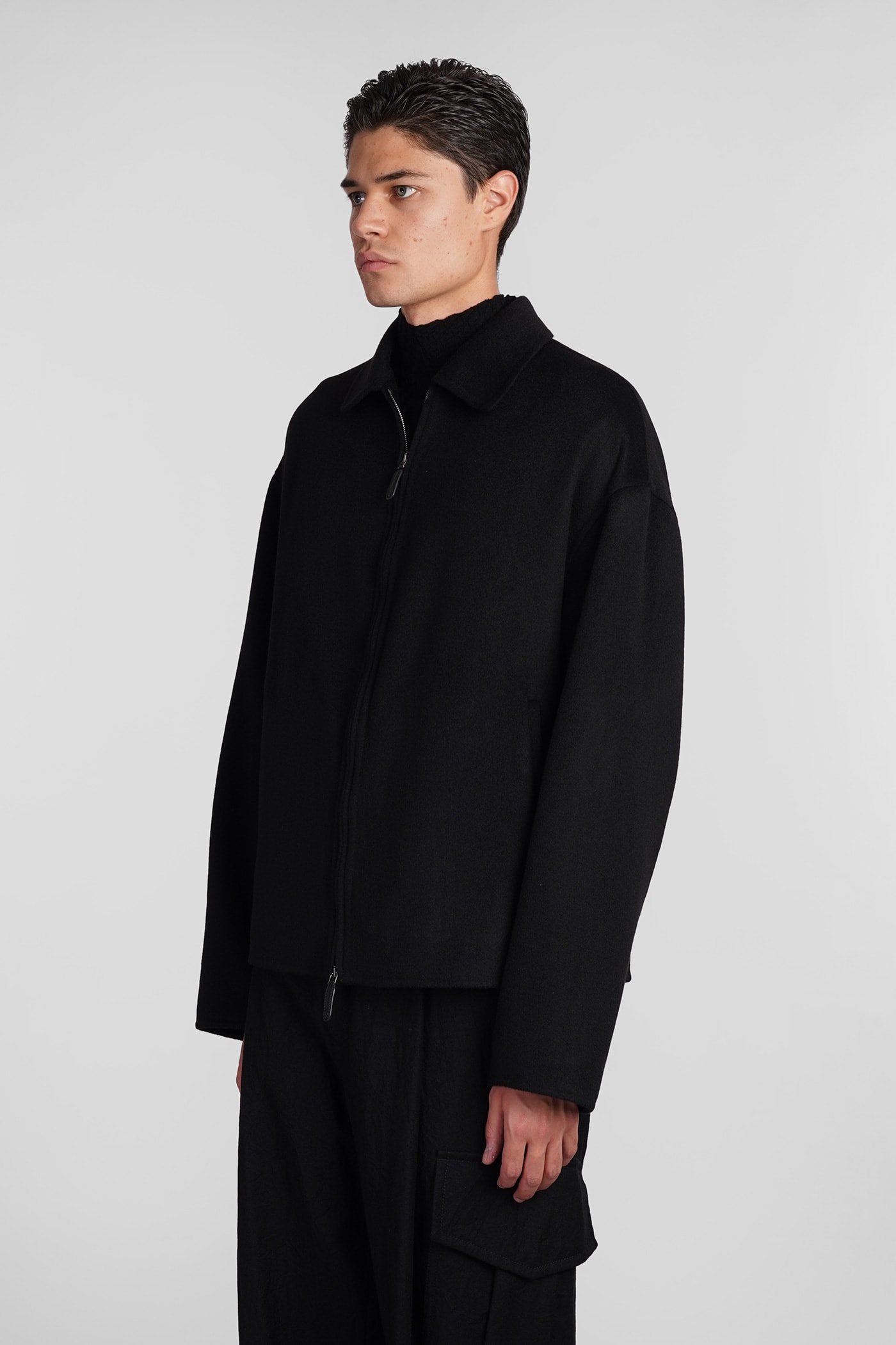 Shop Giorgio Armani Casual Jacket In Black Cashmere