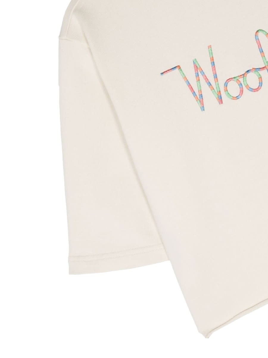 Woolrich Cropped Crewneck In Ivory
