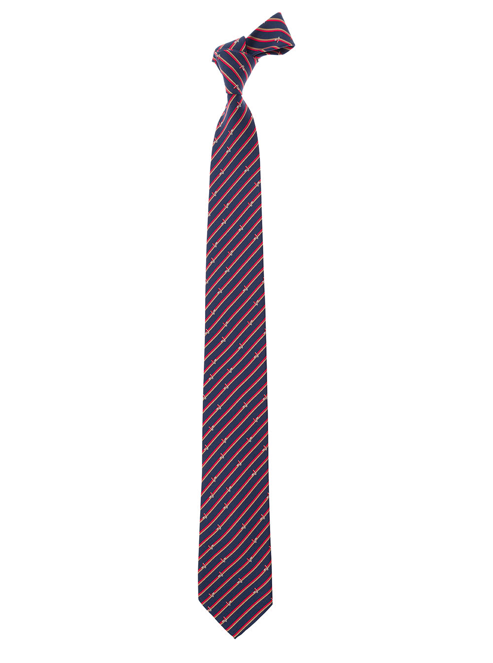 Shop Ferragamo Multicolor Pre-tied Tie With Motif In Silk Woman In Blu
