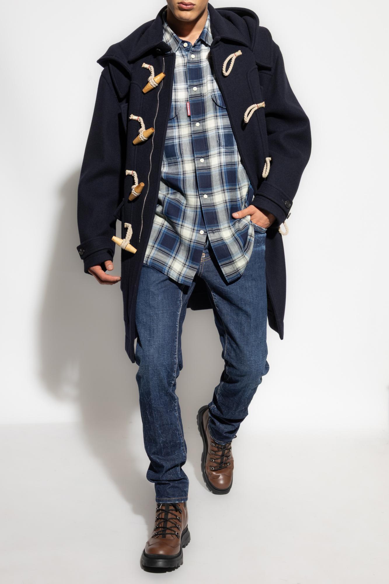 Dsquared2 Wool Coat In Black