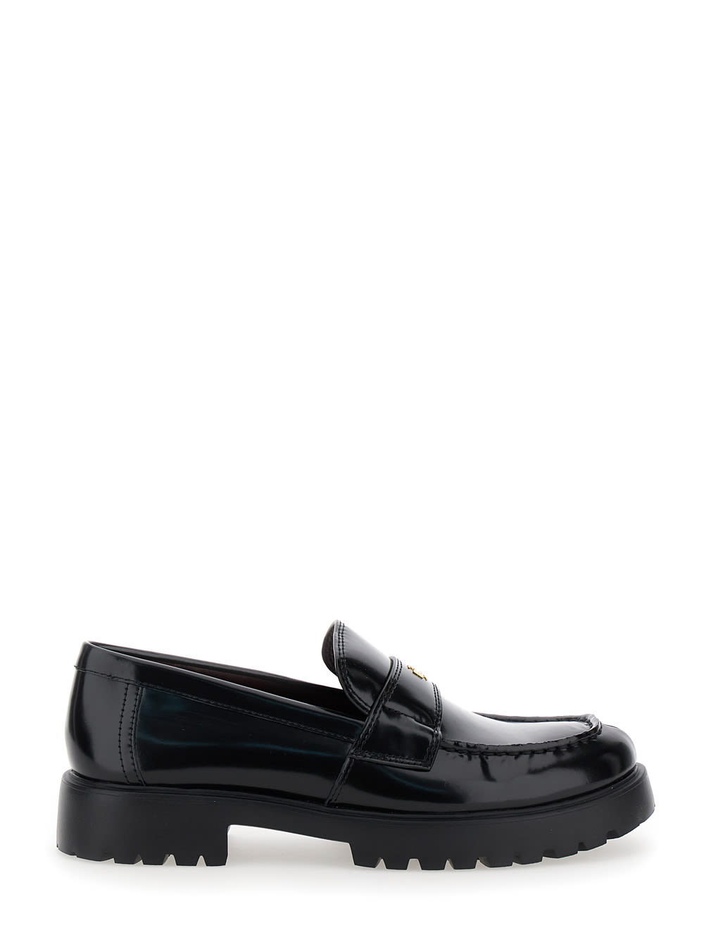 Shop Tory Burch Lug Sole Mocassin In Black