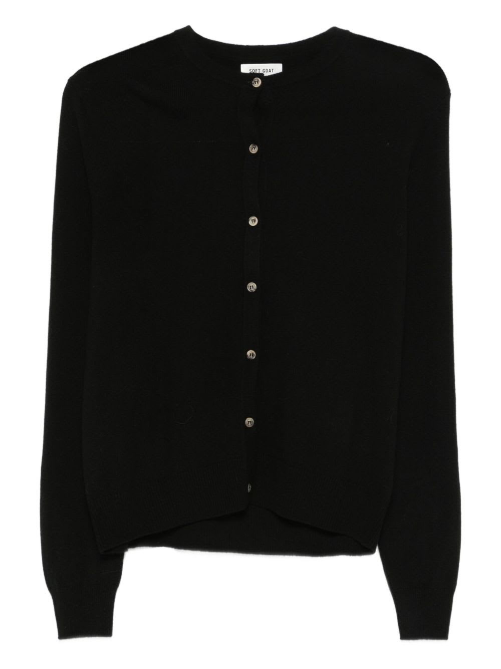 Goat Soft Crewneck Cardigan In Black