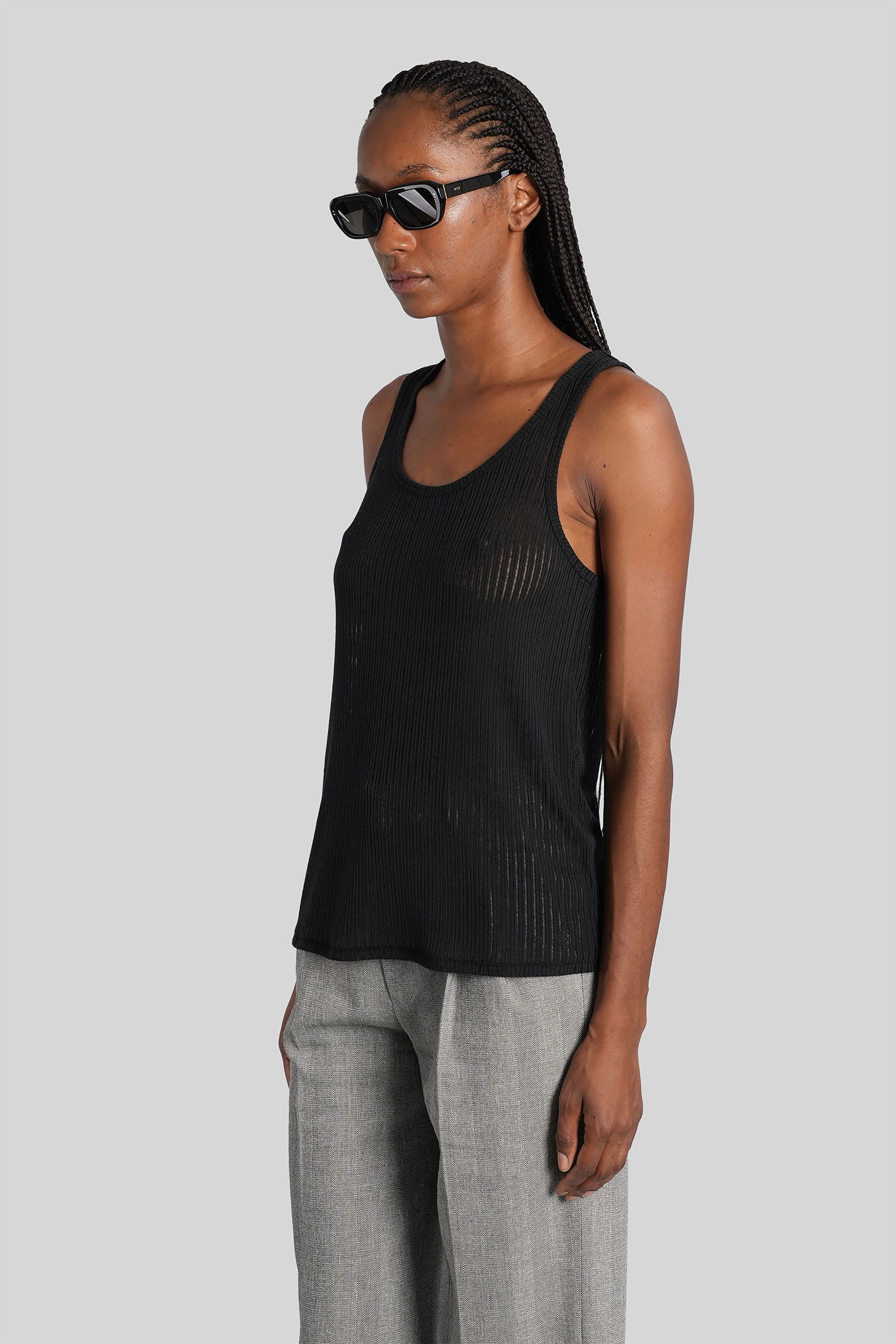 Anine Bing Eugene Tank Top In Black Polyester In Black