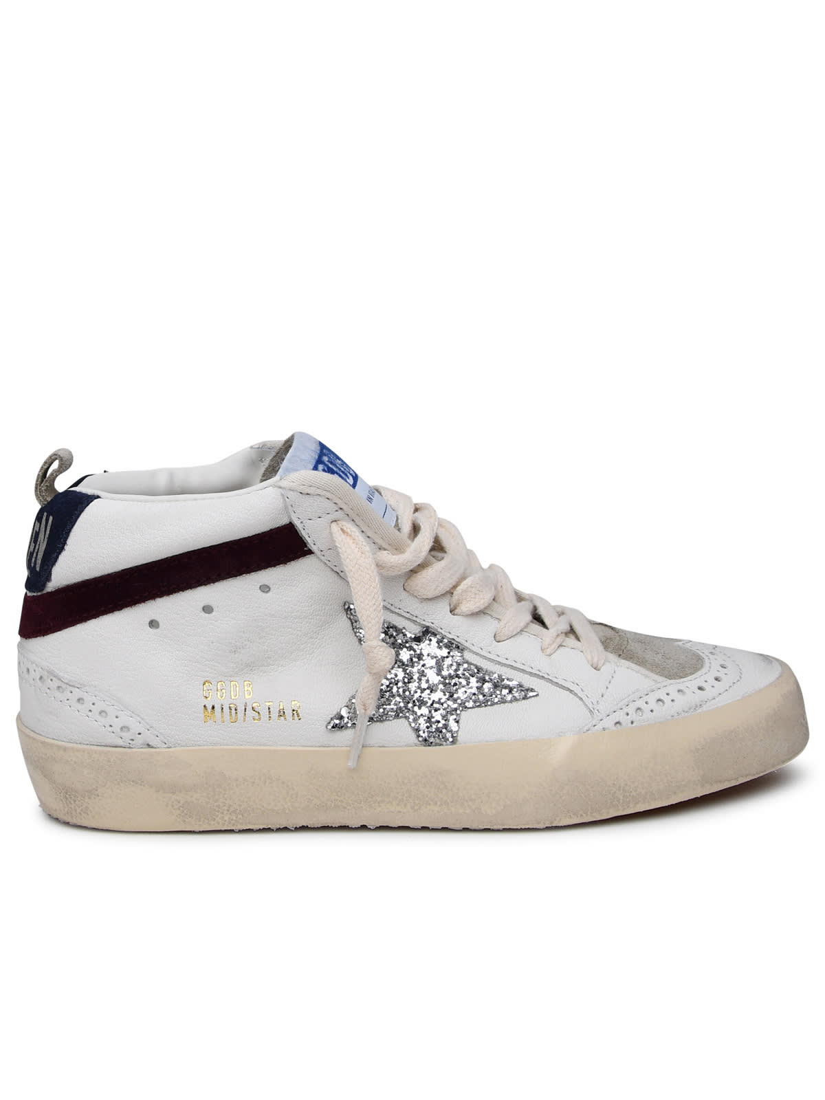GOLDEN GOOSE WHITE LEATHER MID STAR SNEAKERS