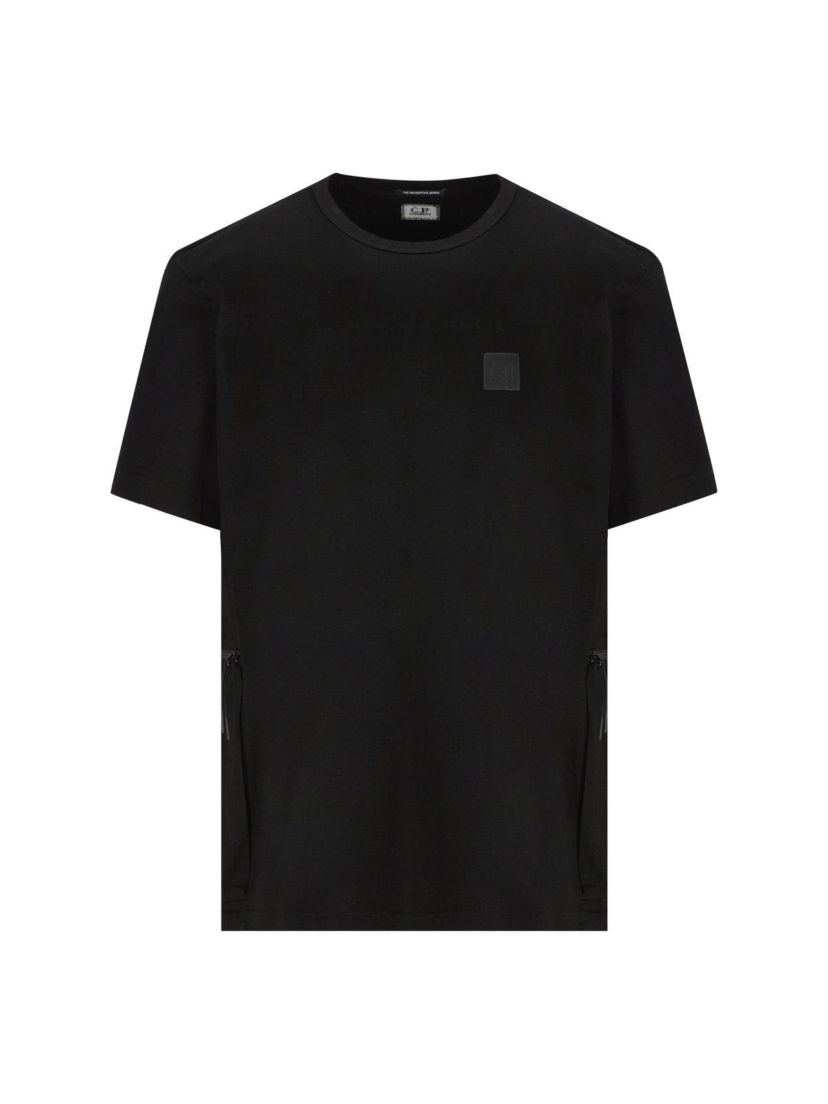 Shop C.p. Company Logo-patch Crewneck T-shirt In Black